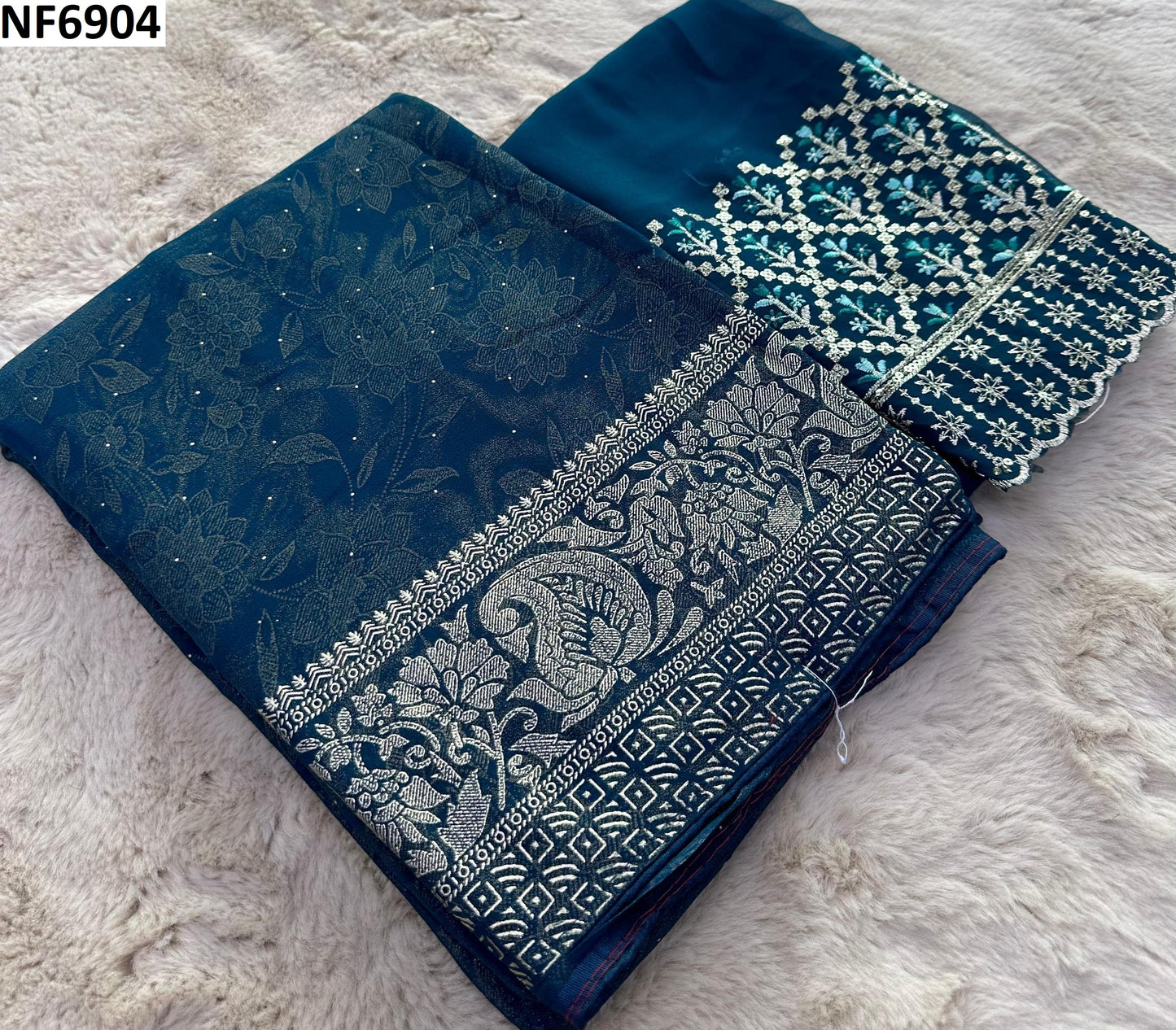 Nf6904 Vmk Leather Foil Sarees