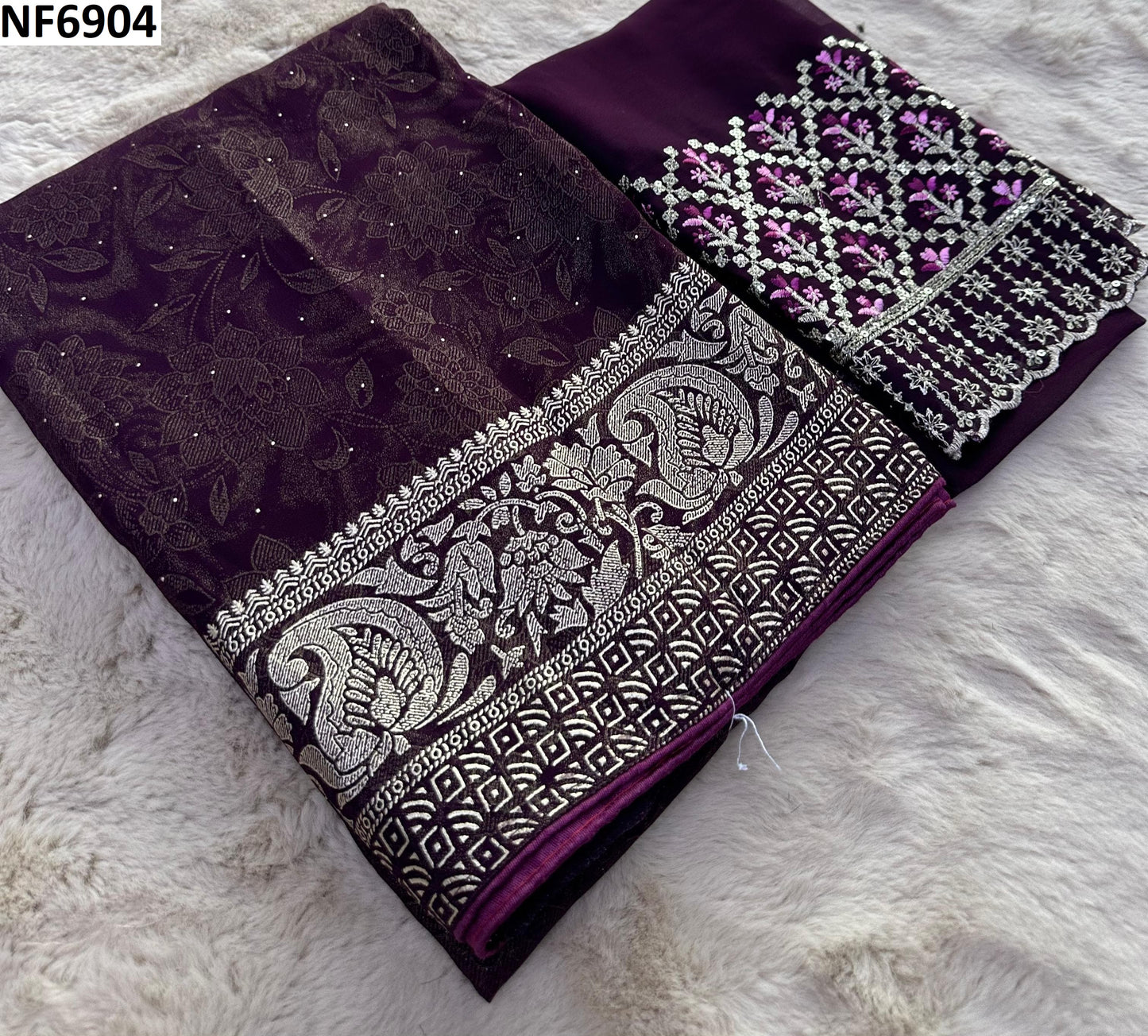 Nf6904 Vmk Leather Foil Sarees