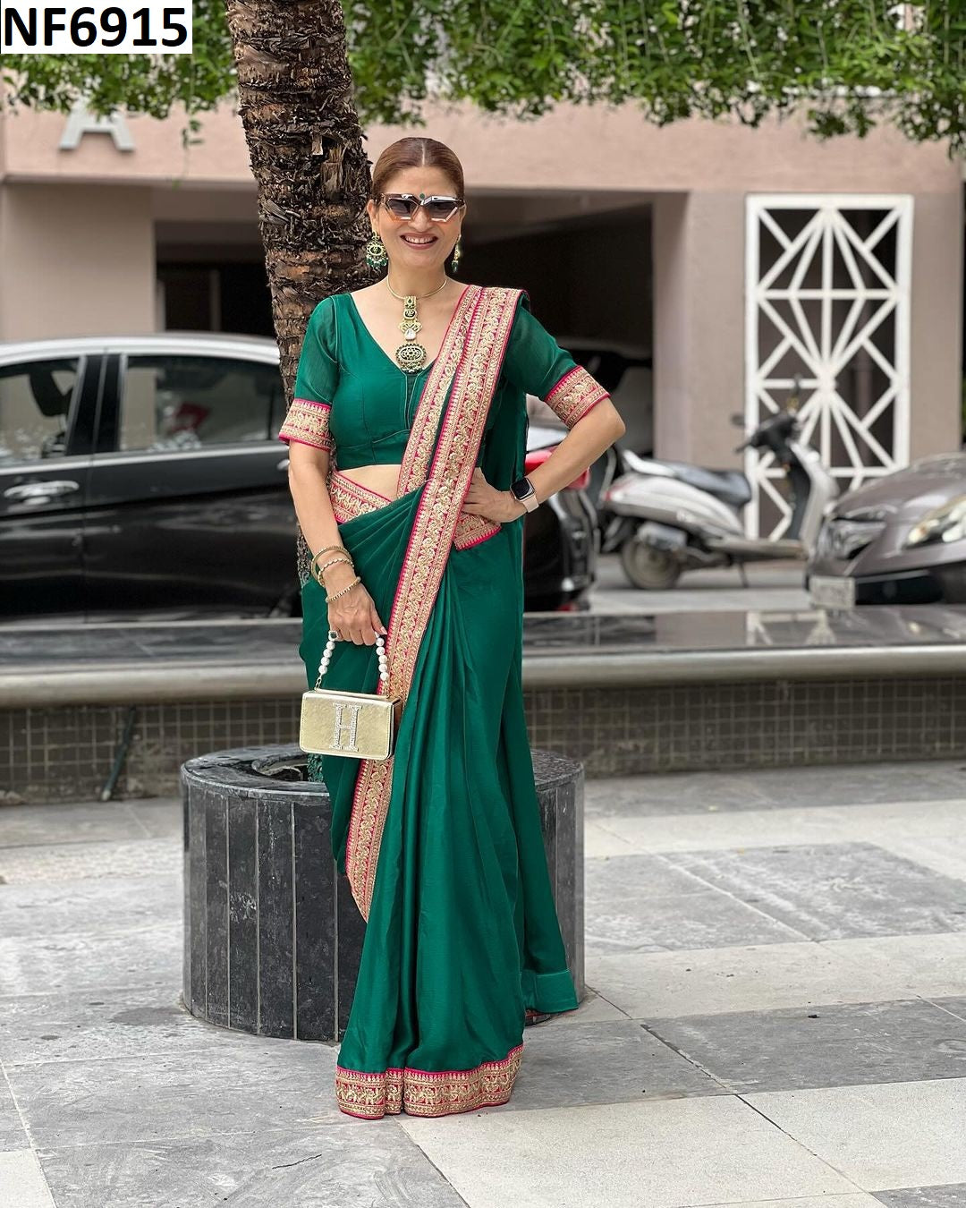 Nf6915 Vmk. Fancy Pocket Ready To Wear Saree