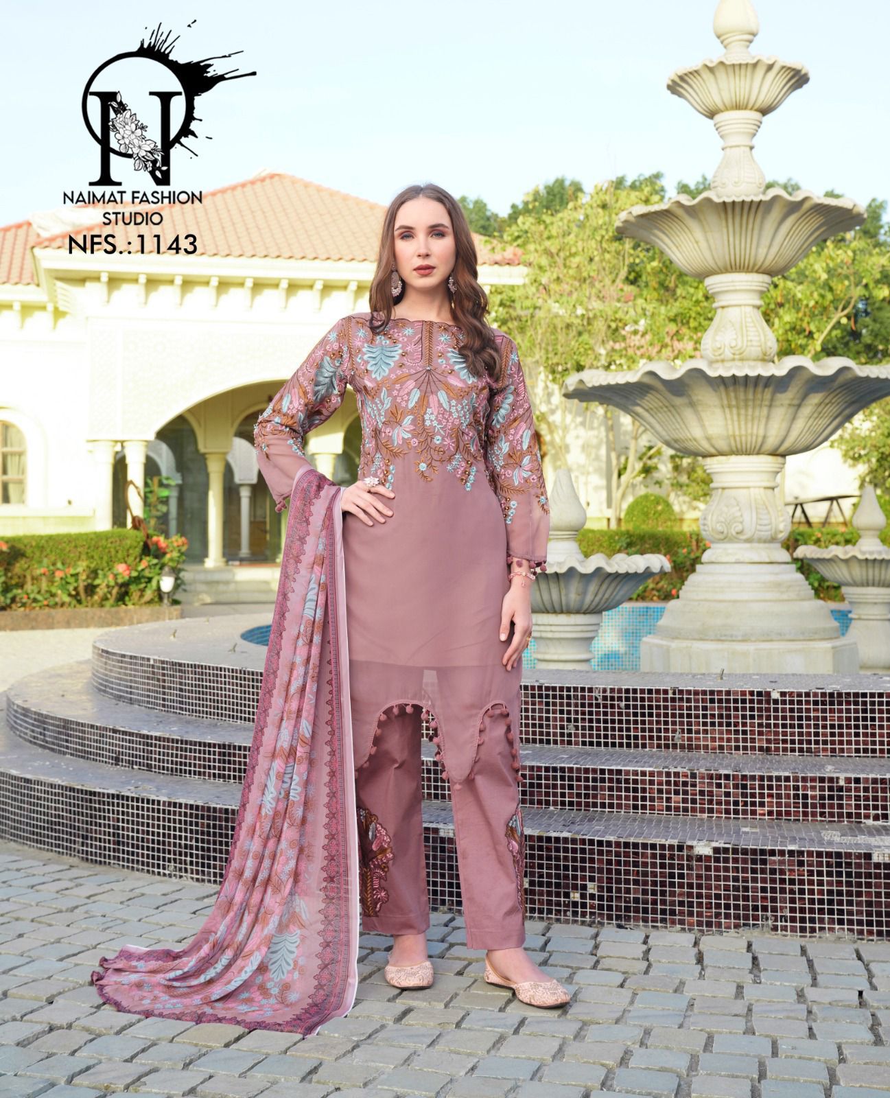 Nfs-1143 Naimat Fashion Studio Embroidery Pakistani Readymade Suits
