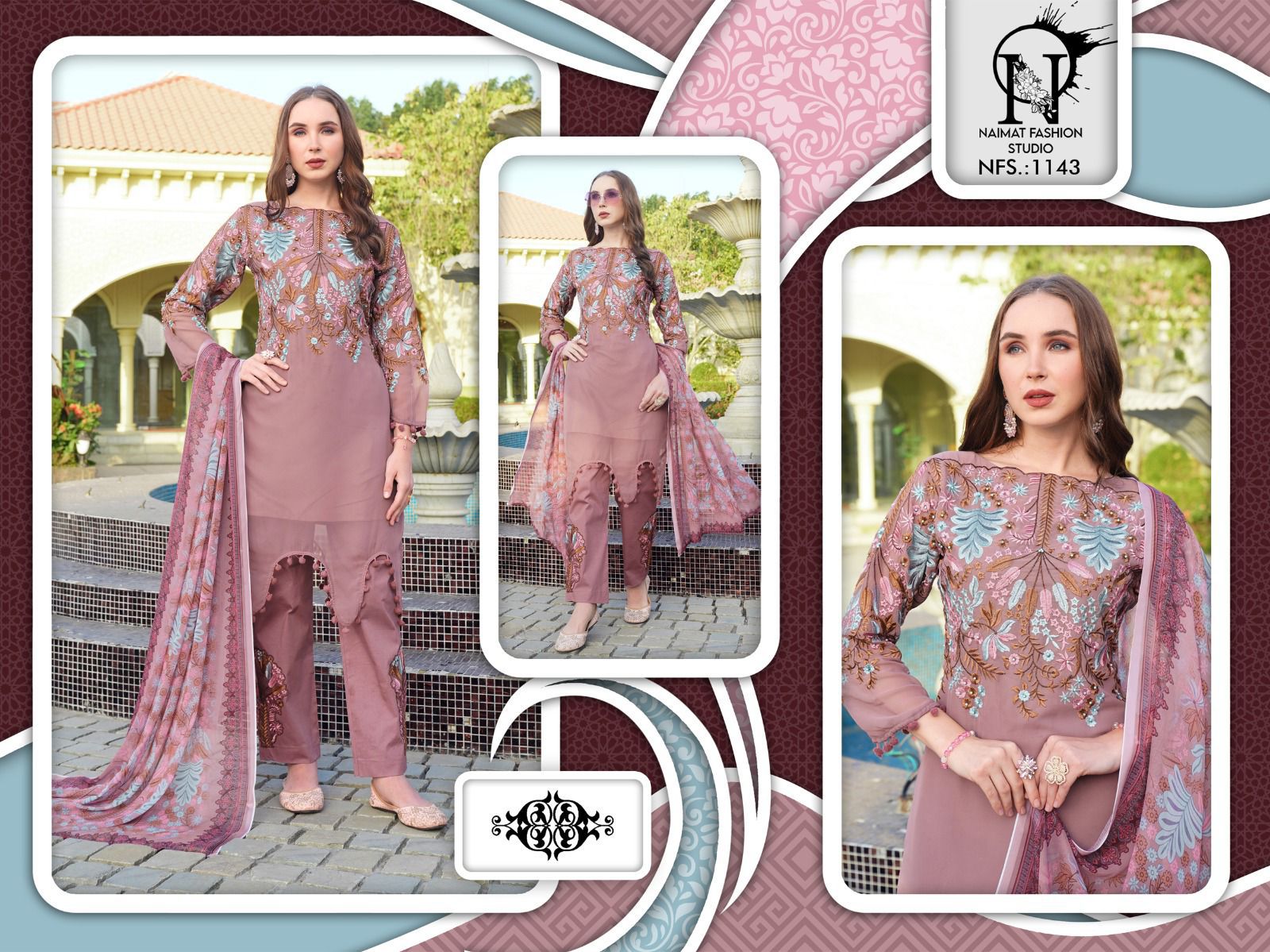 Nfs-1143 Naimat Fashion Studio Embroidery Pakistani Readymade Suits