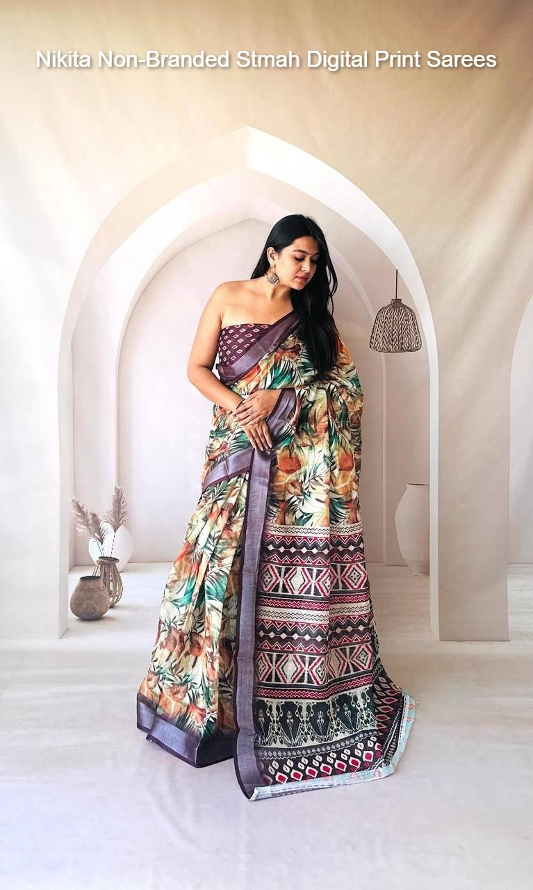 Nikita Non-Branded Stmah Digital Print Sarees