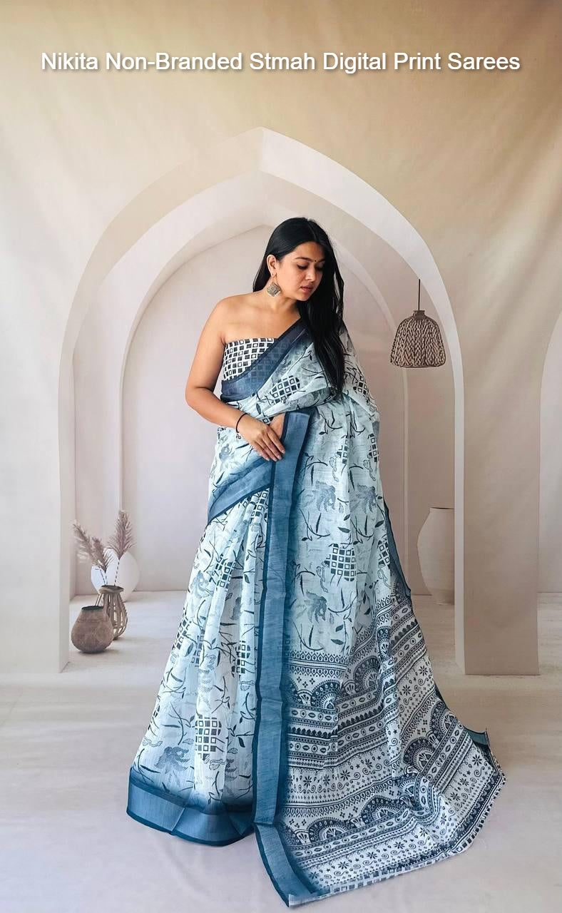 Nikita Non-Branded Stmah Digital Print Sarees