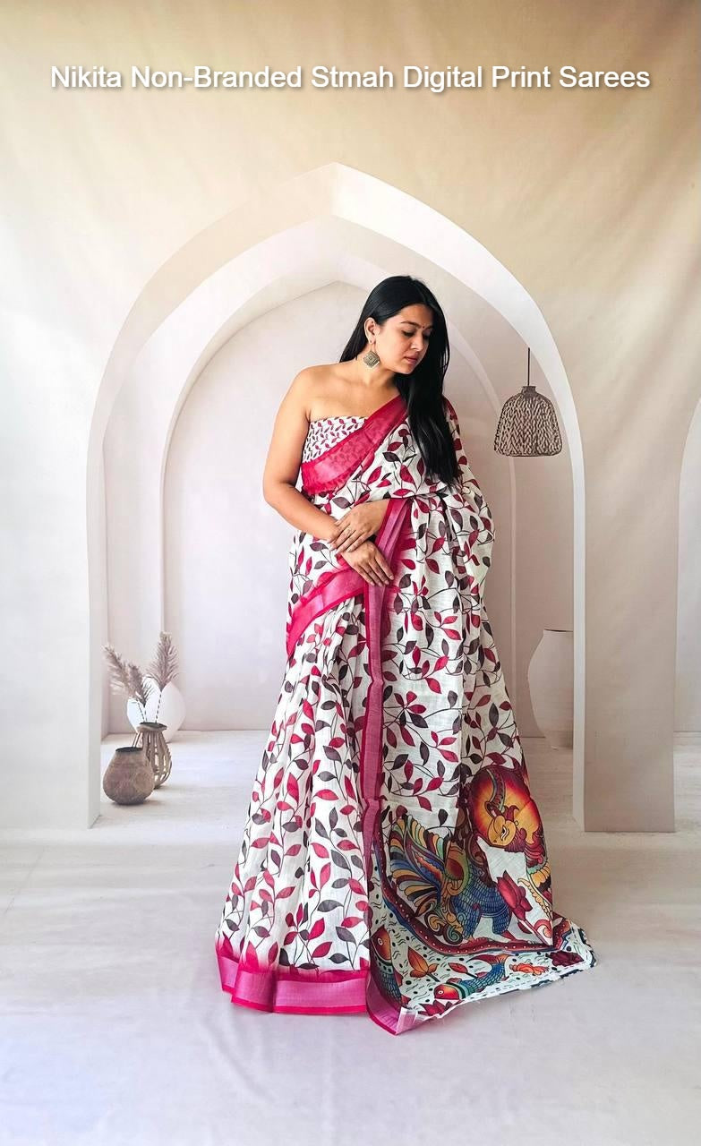 Nikita Non-Branded Stmah Digital Print Sarees