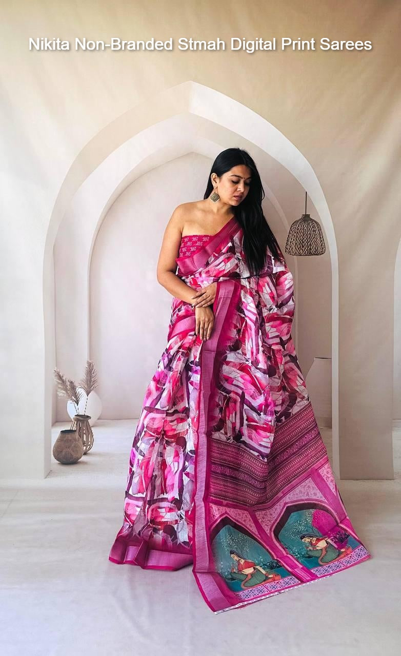 Nikita Non-Branded Stmah Digital Print Sarees