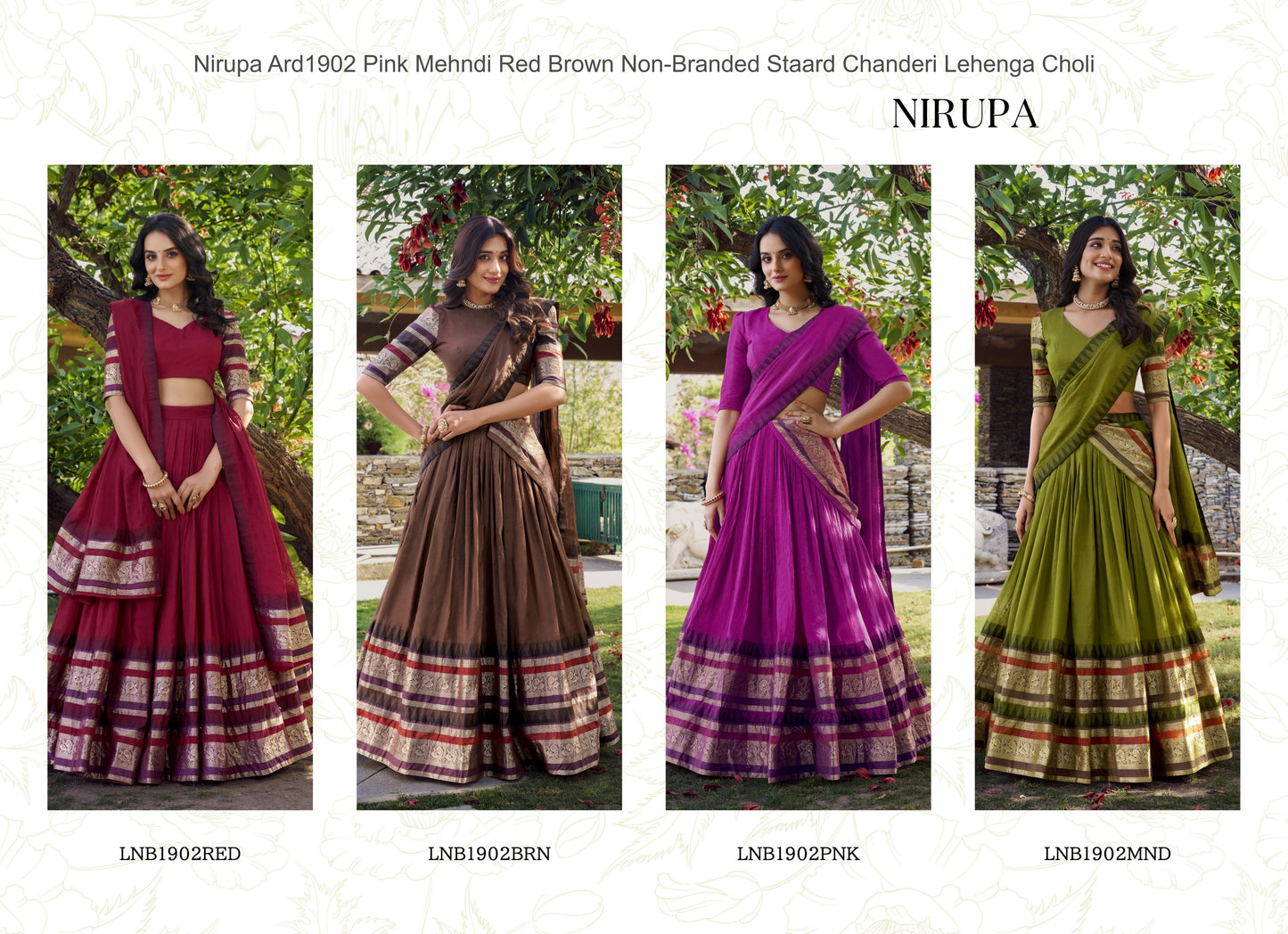 Nirupa Ard1902 Pink Mehndi Red Brown Non-Branded Staard Chanderi Lehenga Choli
