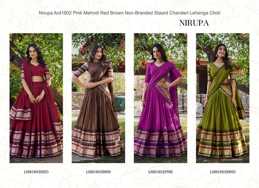 Nirupa Ard1902 Pink Mehndi Red Brown Non-Branded Staard Chanderi Lehenga Choli