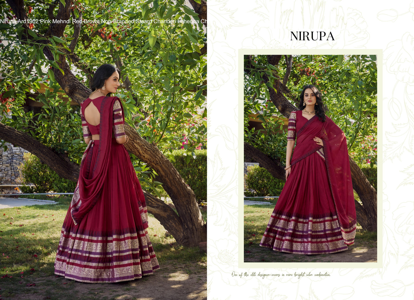 Nirupa Ard1902 Pink Mehndi Red Brown Non-Branded Staard Chanderi Lehenga Choli