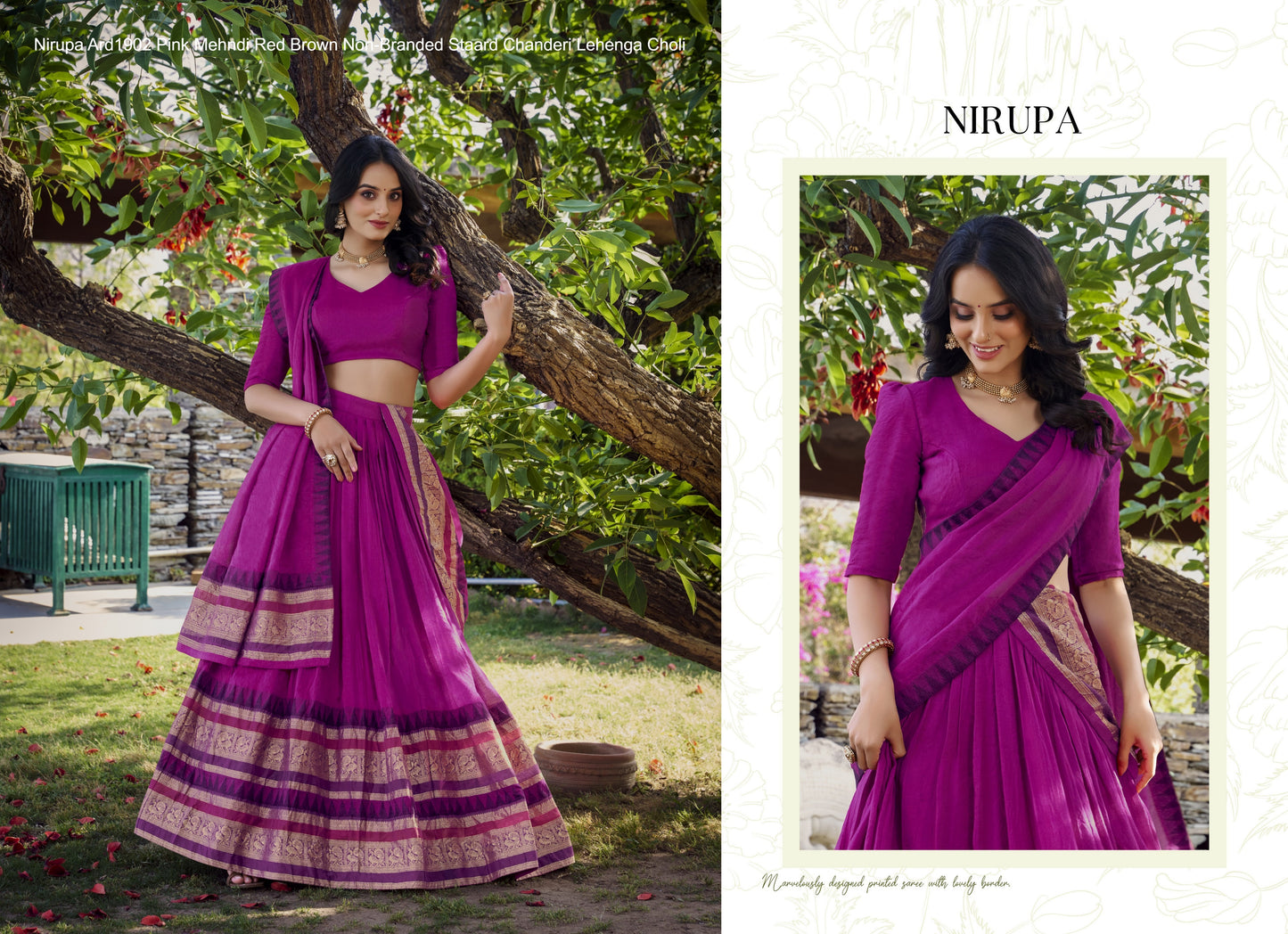 Nirupa Ard1902 Pink Mehndi Red Brown Non-Branded Staard Chanderi Lehenga Choli