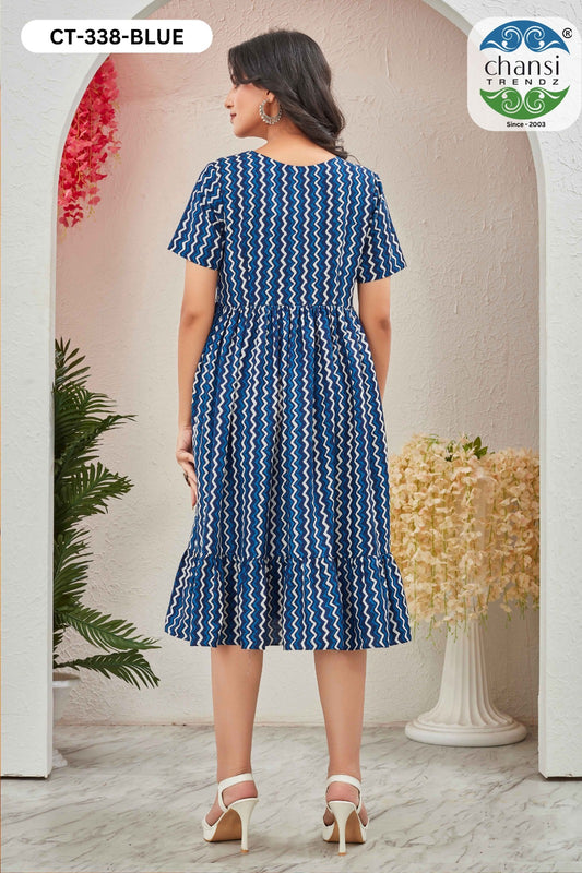 Nithya Ct-338 Blue Chansi Trendz Rayon One Piece