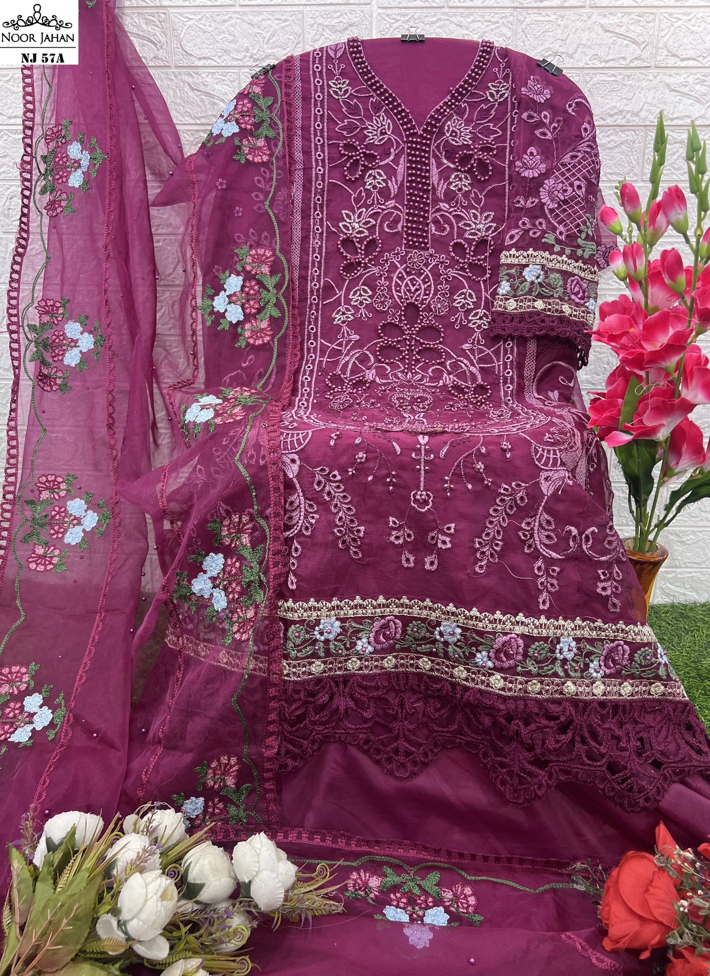 Nj-57A Noor Jahan Pearl Work Pakistani Salwar Suits