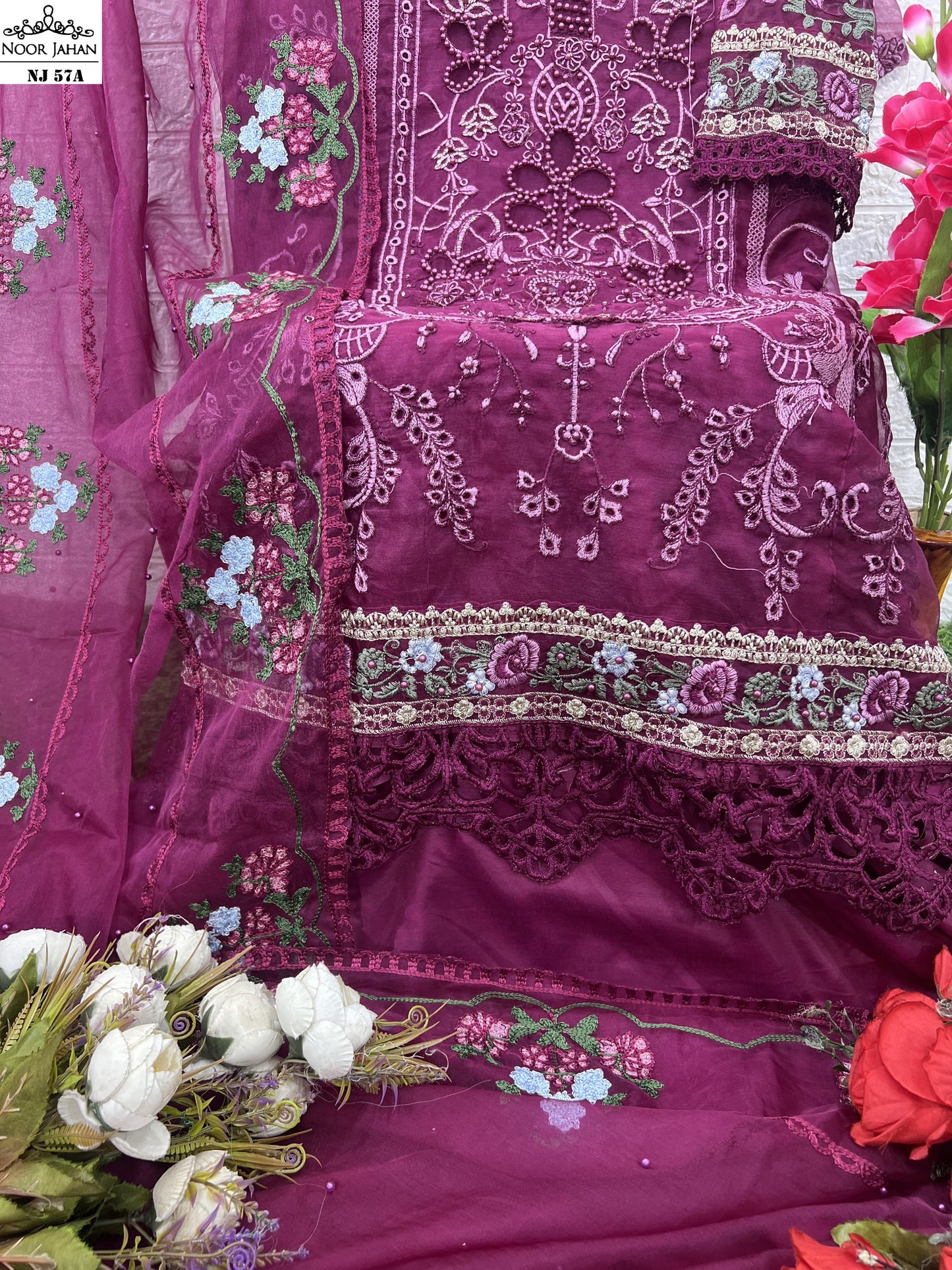 Nj-57A Noor Jahan Pearl Work Pakistani Salwar Suits