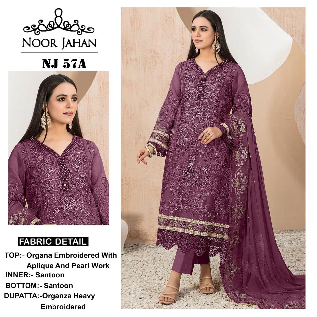 Nj-57A Noor Jahan Pearl Work Pakistani Salwar Suits