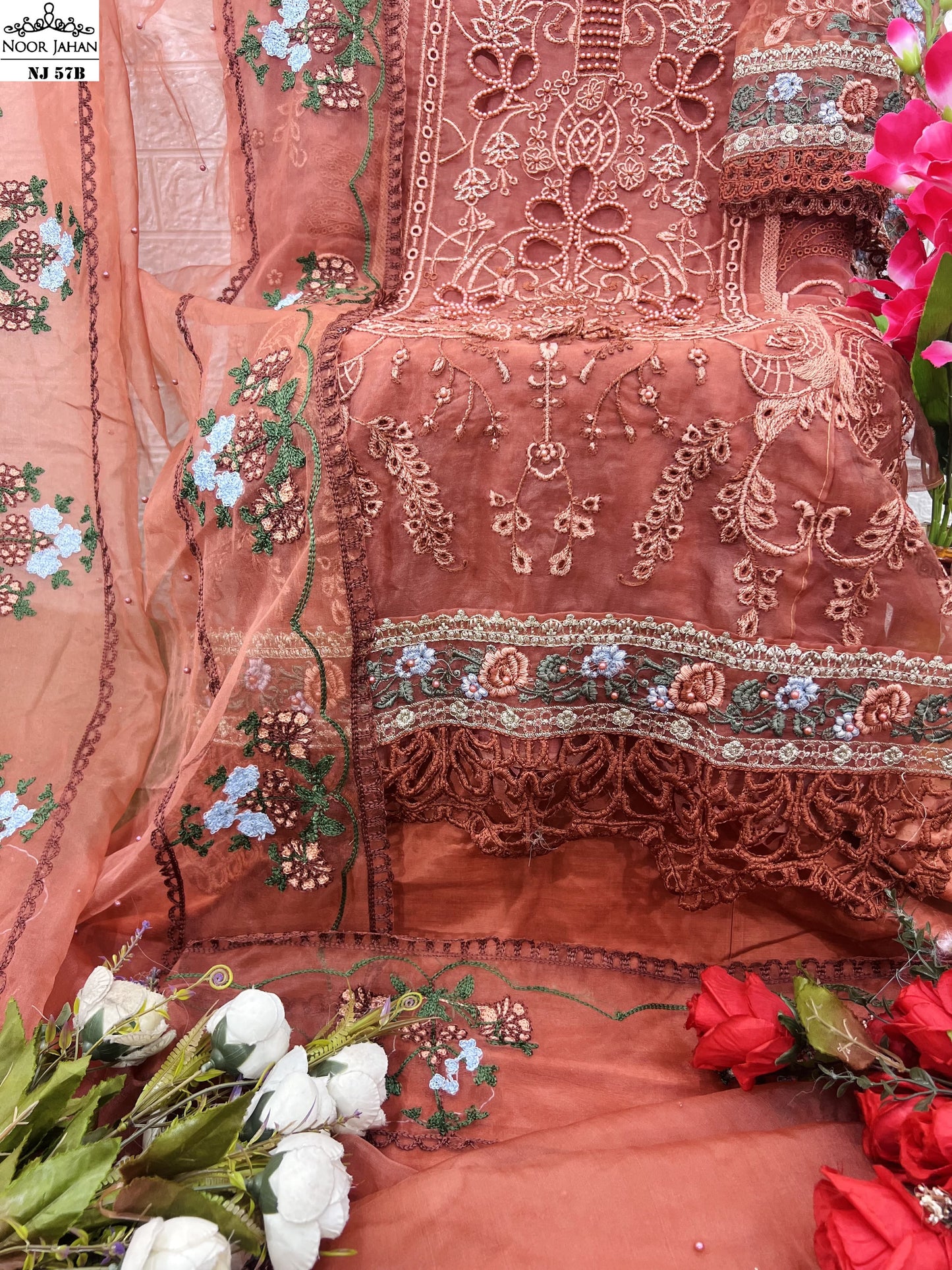 Nj-57B Noor Jahan Pearl Work Pakistani Salwar Suits