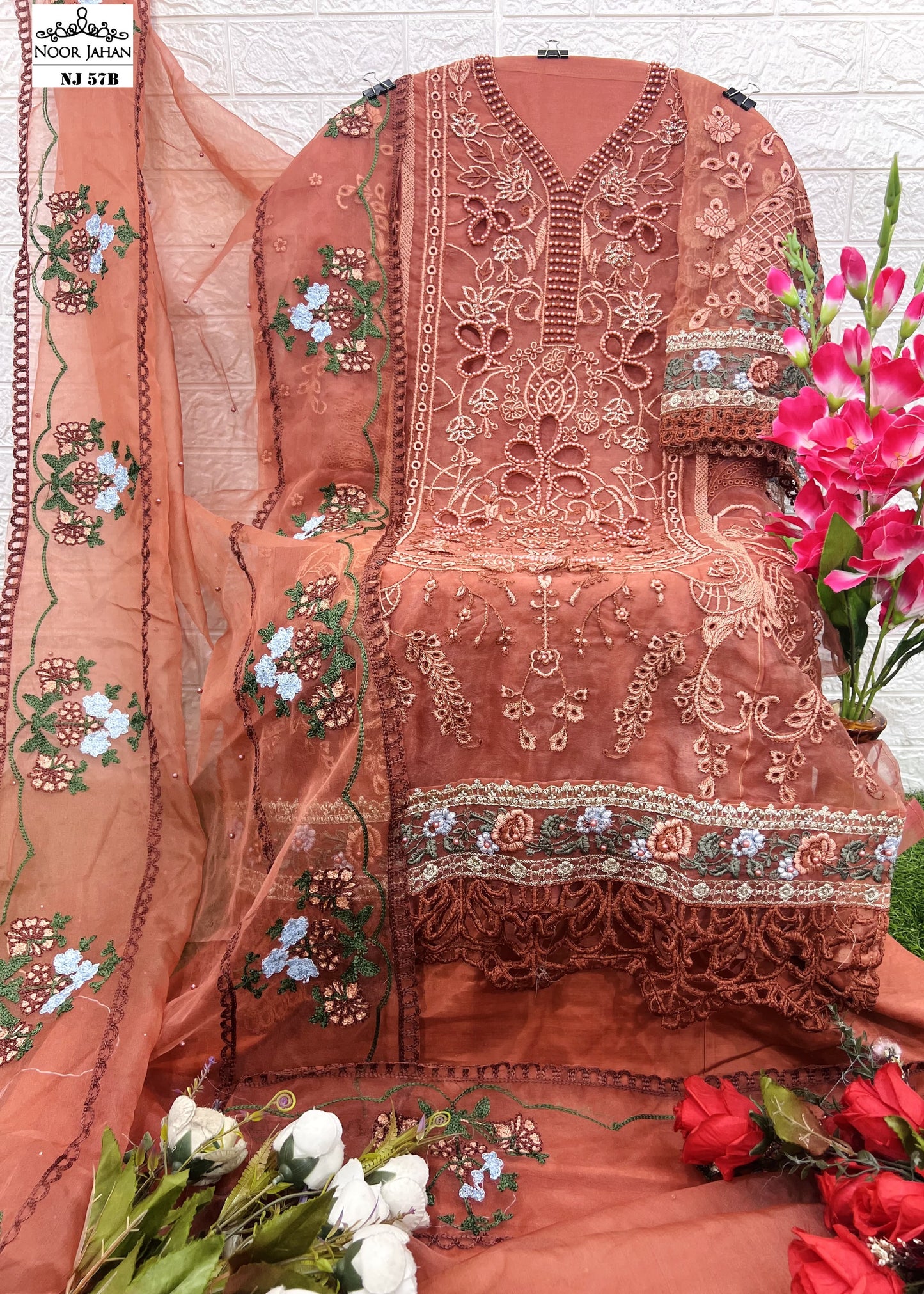 Nj-57B Noor Jahan Pearl Work Pakistani Salwar Suits