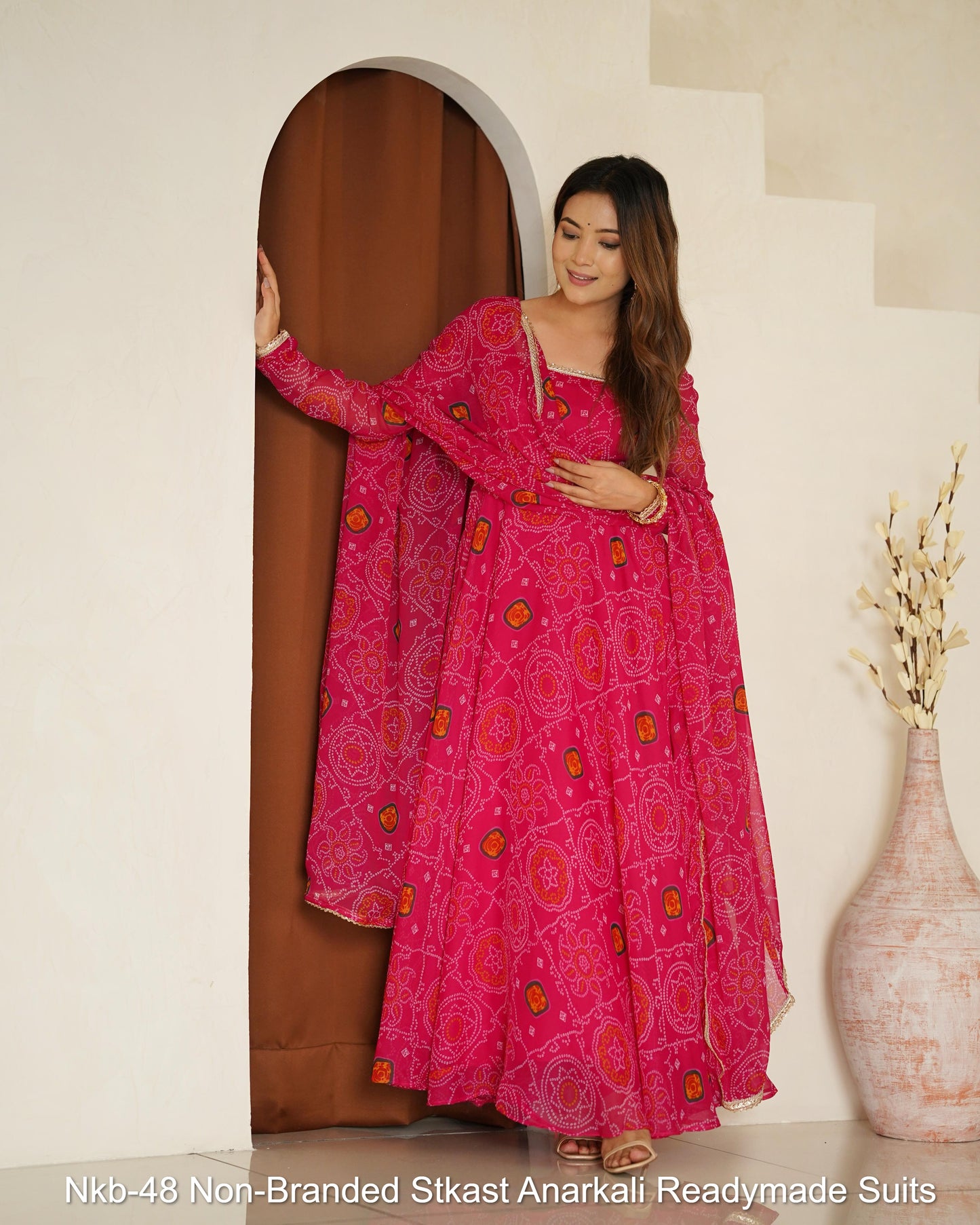 Nkb-48 Non-Branded Stkast Anarkali Readymade Suits