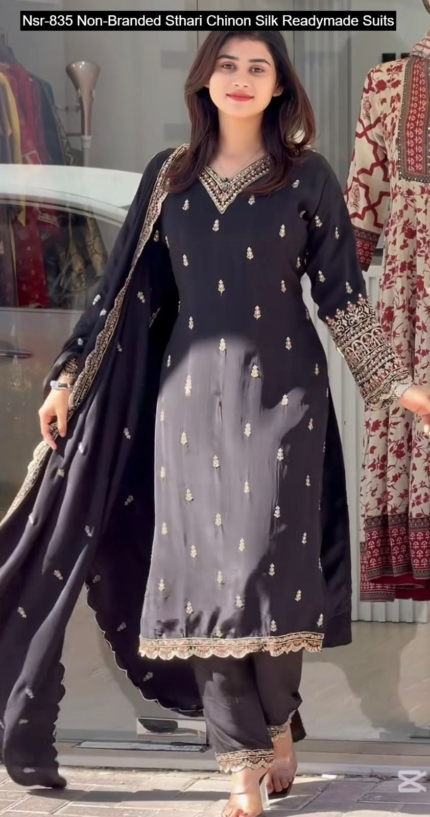 Nsr-835 Non-Branded Sthari Chinon Silk Readymade Suits