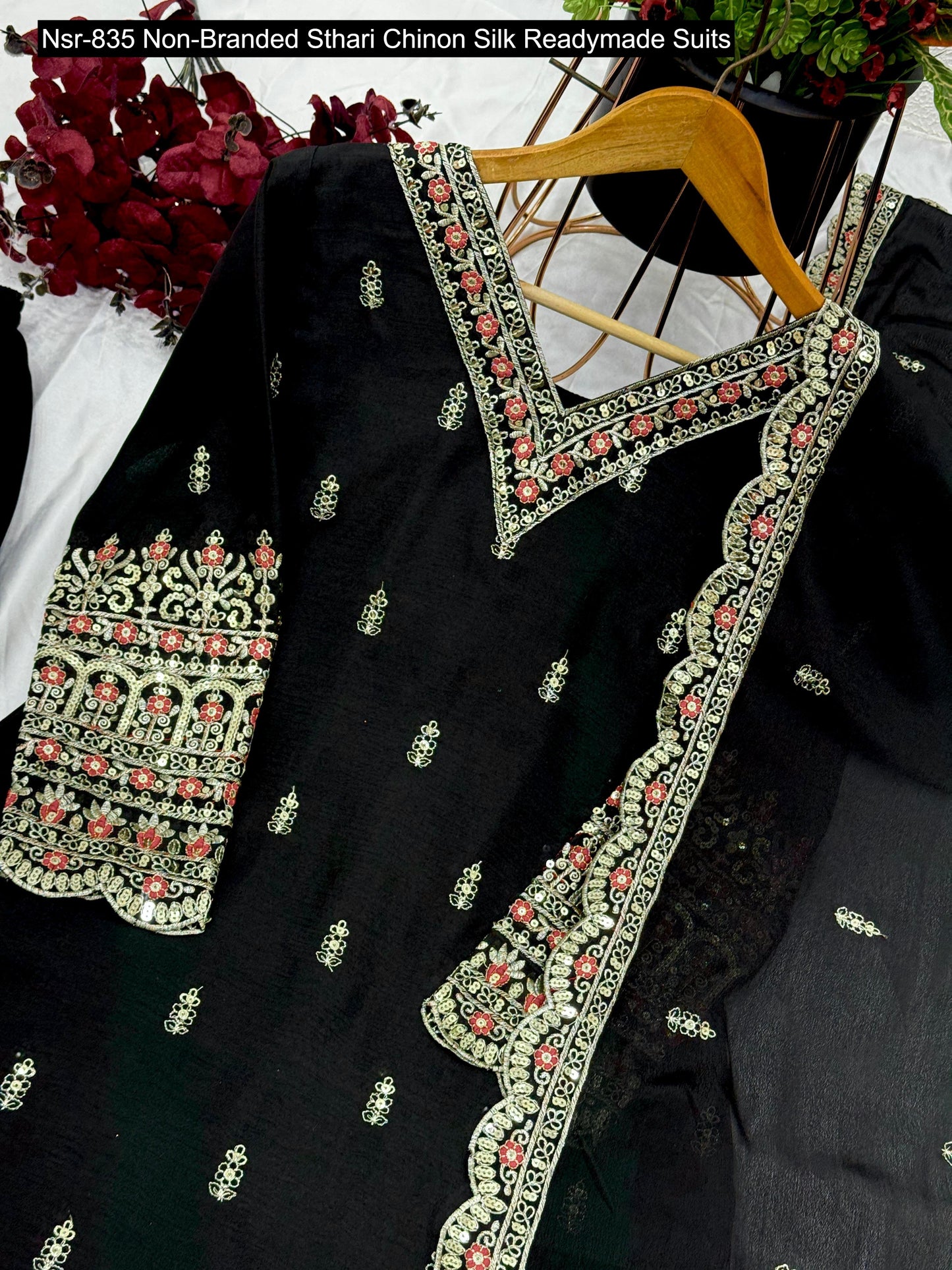 Nsr-835 Non-Branded Sthari Chinon Silk Readymade Suits