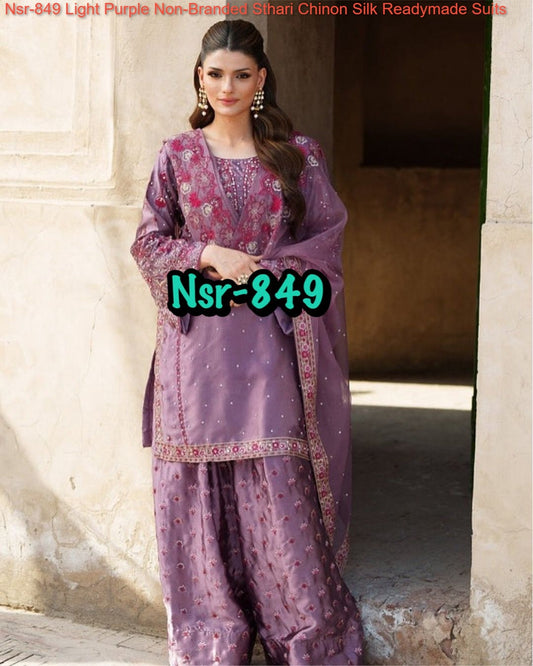 Nsr-849 Light Purple Non-Branded Sthari Chinon Silk Readymade Suits