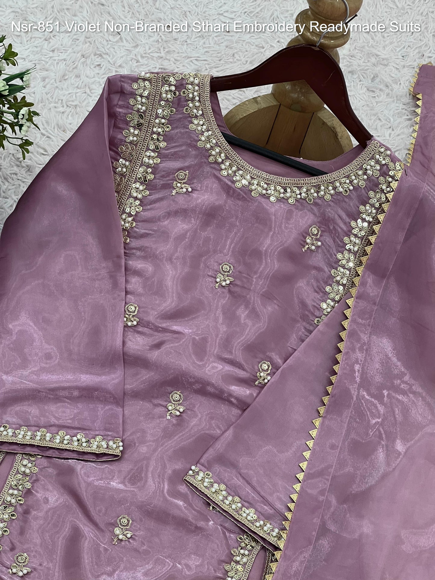 Nsr-851 Violet Non-Branded Sthari Embroidery Readymade Suits