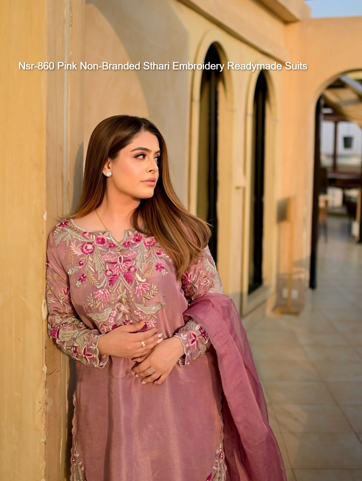 Nsr-860 Pink Non-Branded Sthari Embroidery Readymade Suits