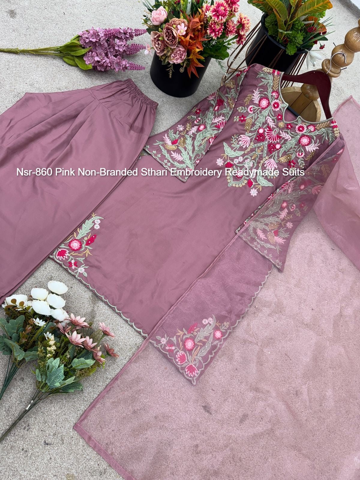 Nsr-860 Pink Non-Branded Sthari Embroidery Readymade Suits