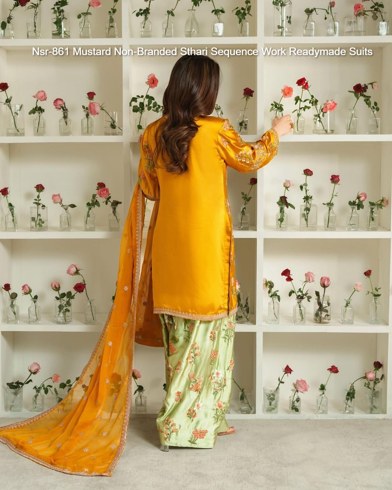 Nsr-861 Mustard Non-Branded Sthari Sequence Work Readymade Suits