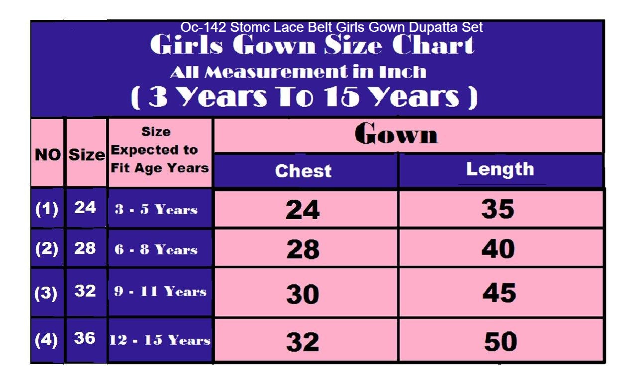 Oc-142 Stomc Lace Belt Girls Gown Dupatta Set