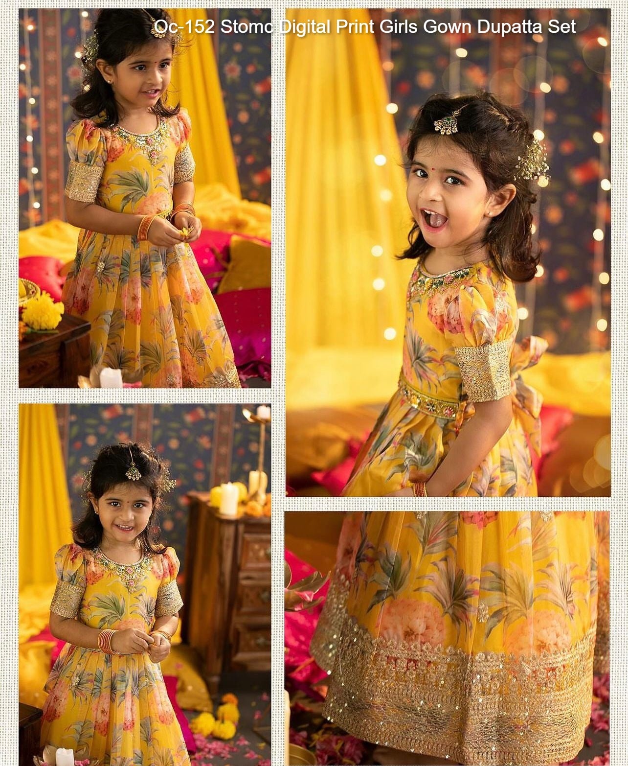 Oc-152 Stomc Digital Print Girls Gown Dupatta Set