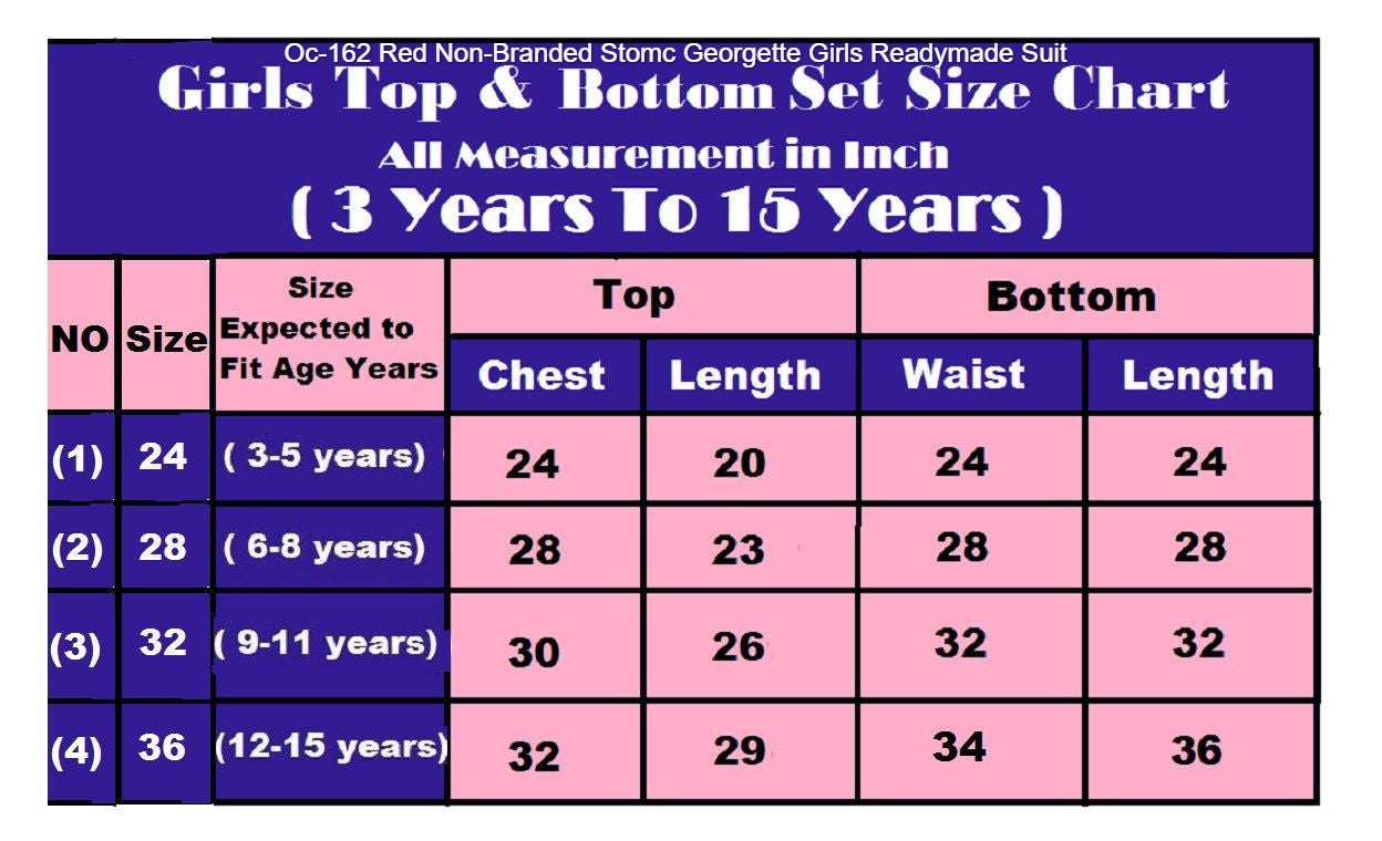 Oc-162 Red Non-Branded Stomc Georgette Girls Readymade Suit