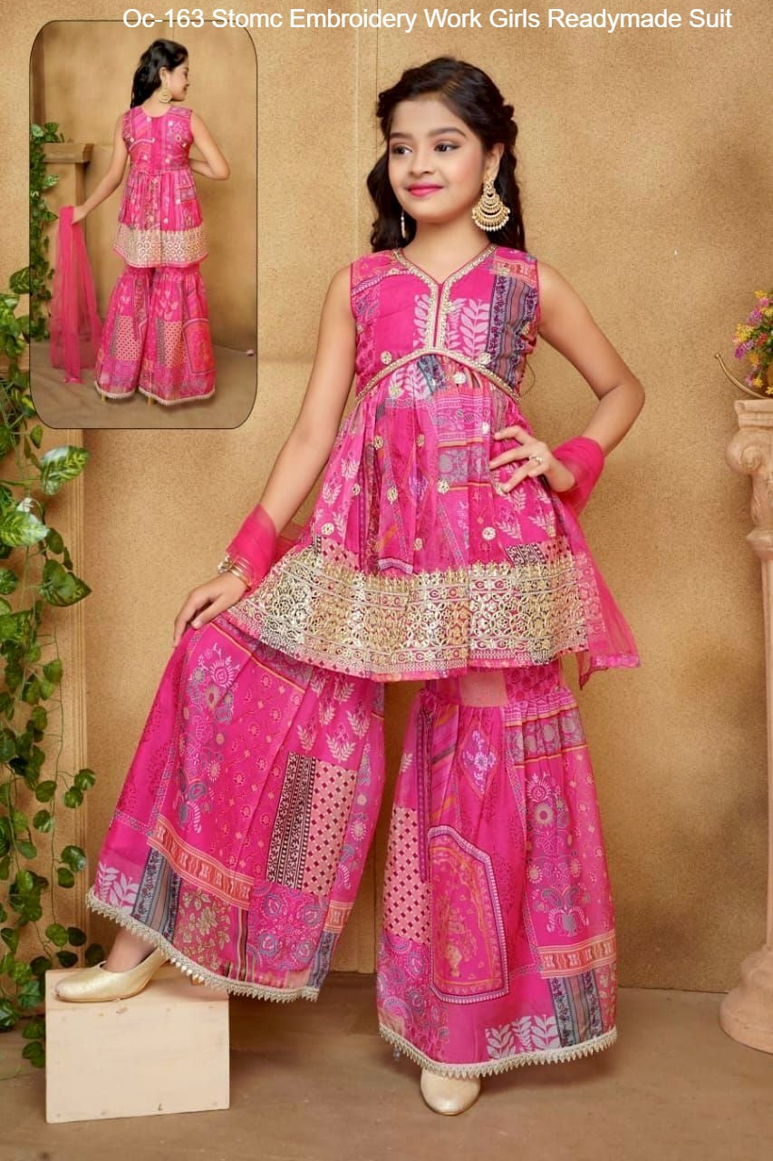 Oc-163 Stomc Embroidery Work Girls Readymade Suit