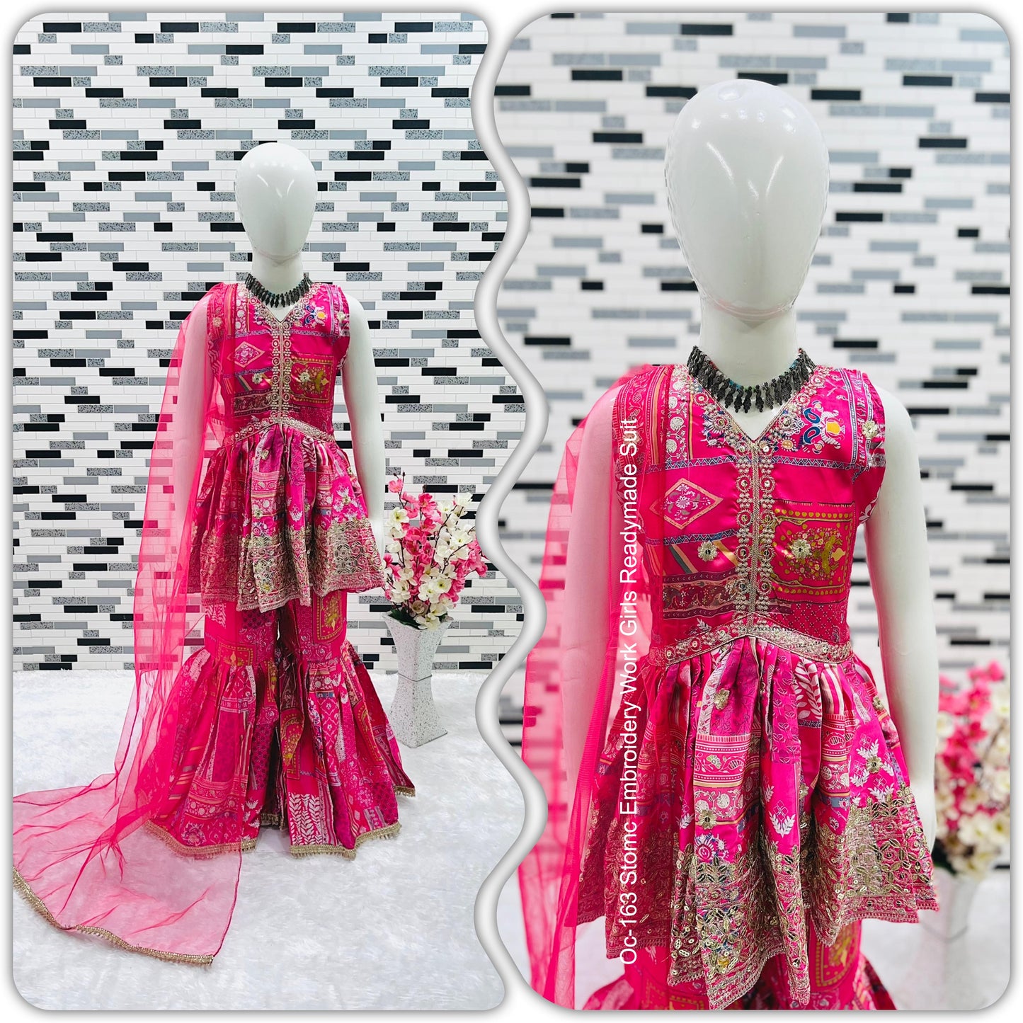Oc-163 Stomc Embroidery Work Girls Readymade Suit