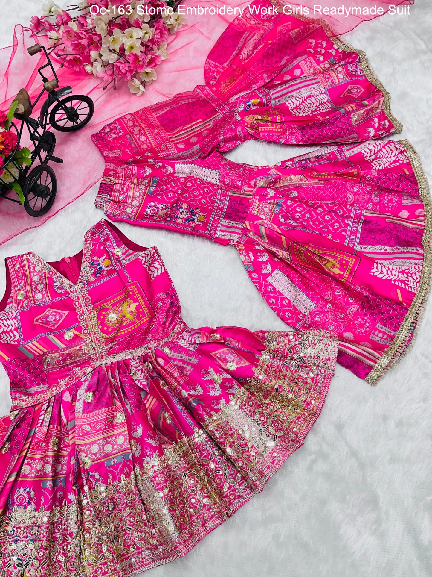 Oc-163 Stomc Embroidery Work Girls Readymade Suit