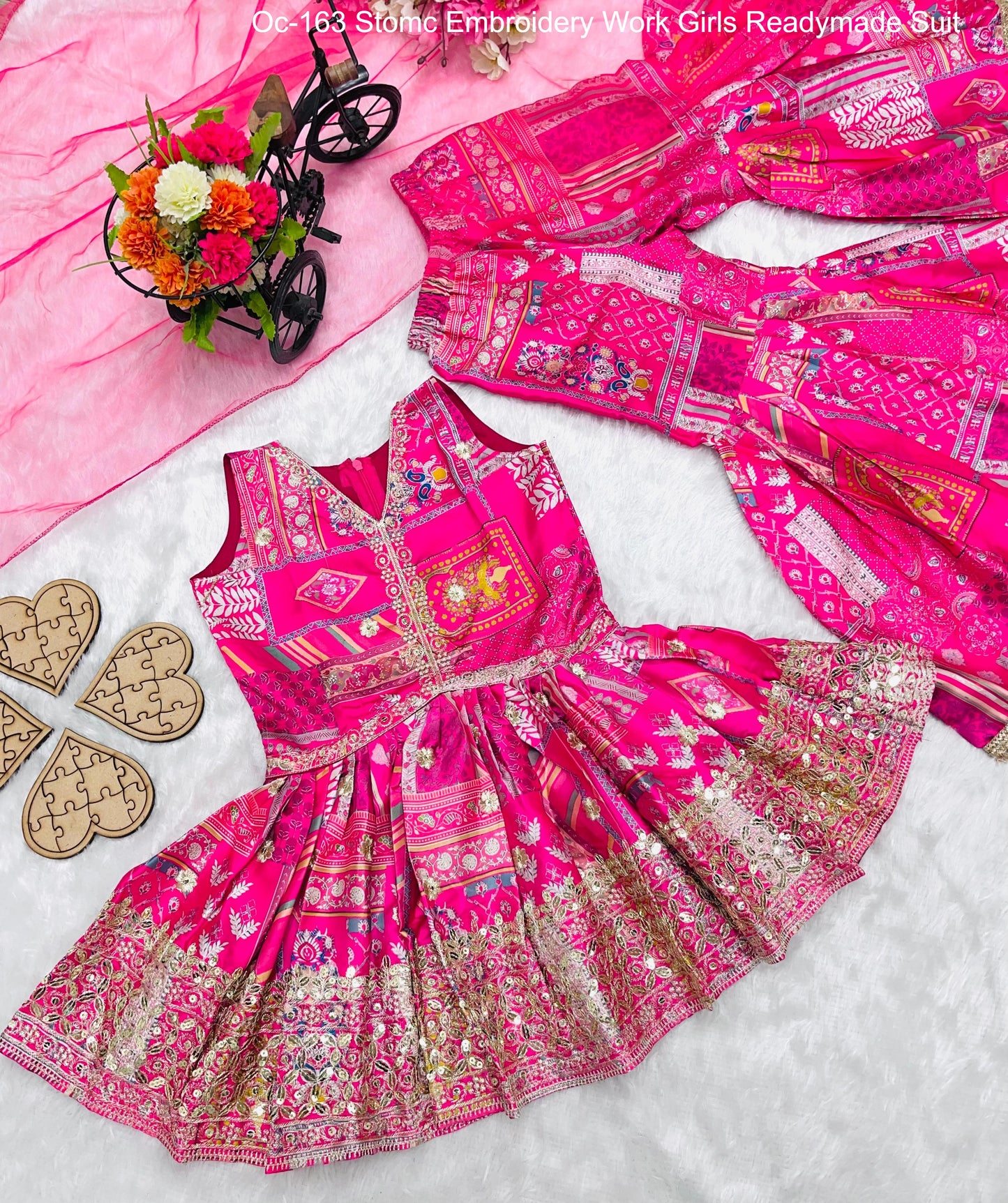 Oc-163 Stomc Embroidery Work Girls Readymade Suit