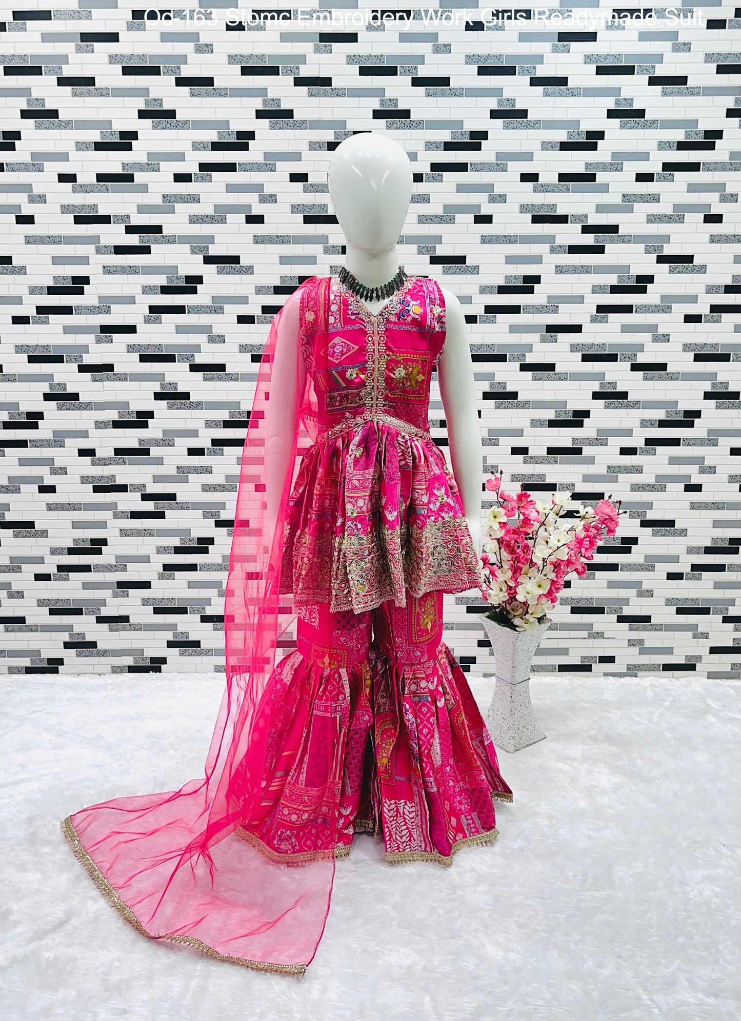 Oc-163 Stomc Embroidery Work Girls Readymade Suit