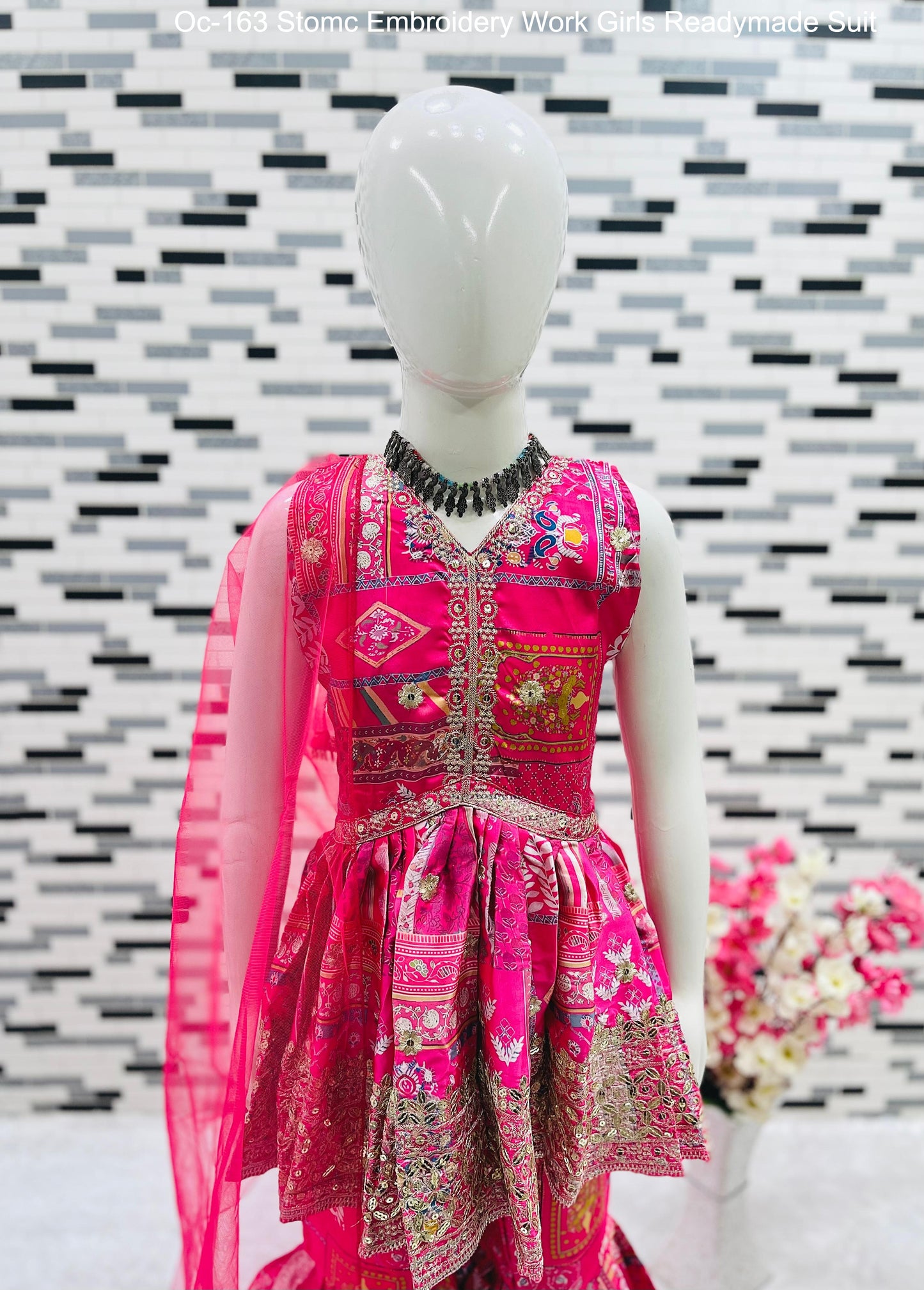 Oc-163 Stomc Embroidery Work Girls Readymade Suit