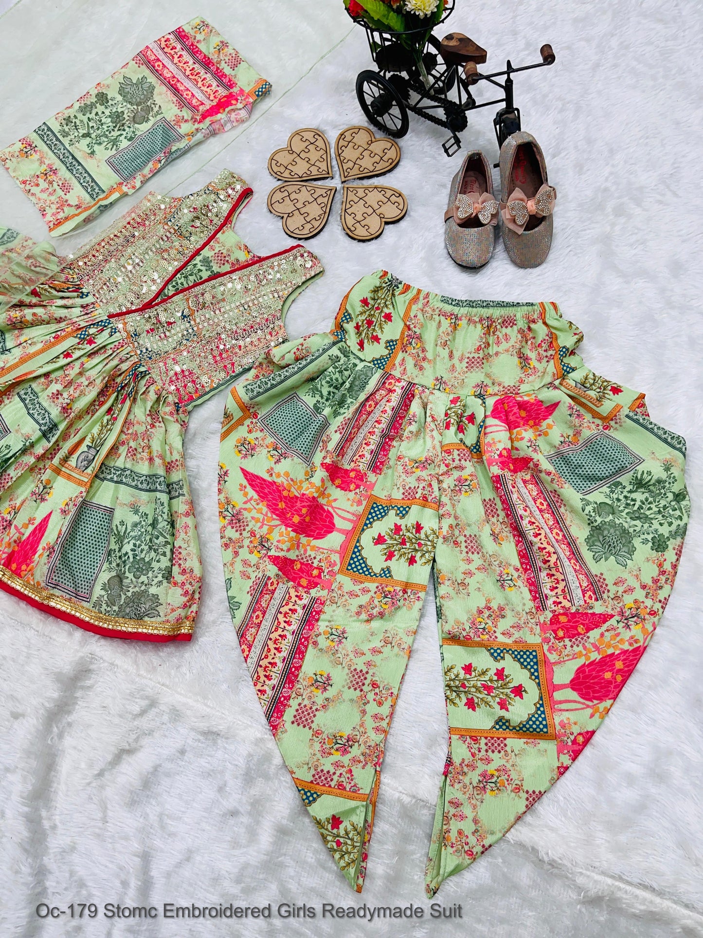 Oc-179 Stomc Embroidered Girls Readymade Suit