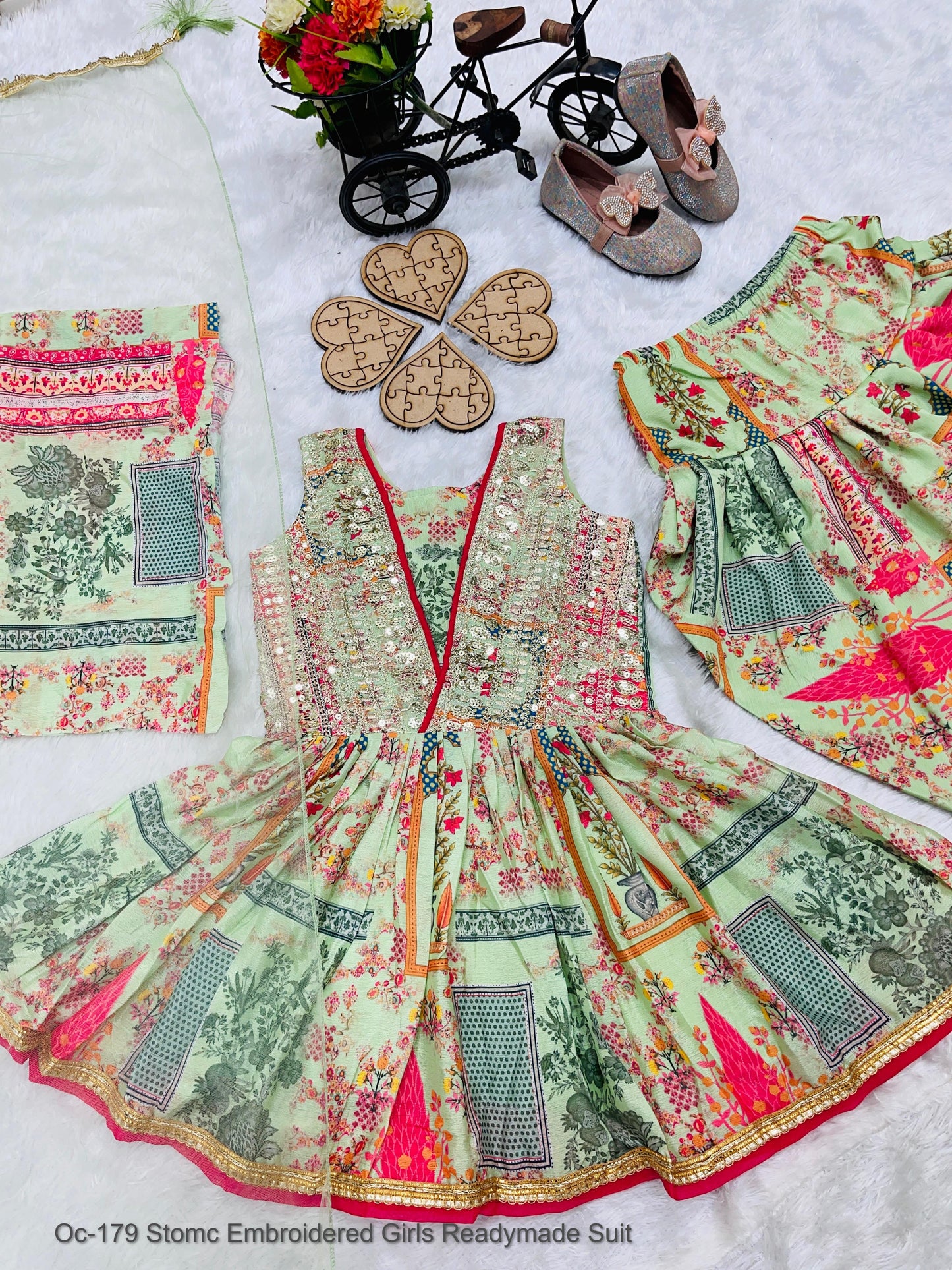 Oc-179 Stomc Embroidered Girls Readymade Suit