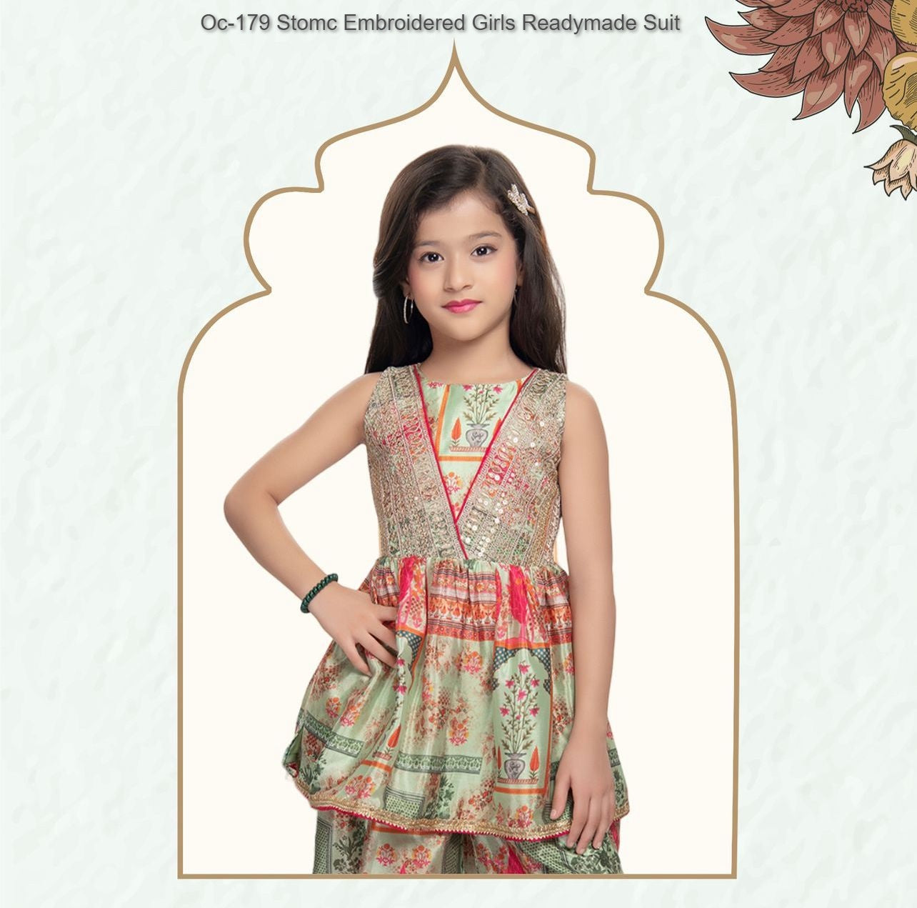 Oc-179 Stomc Embroidered Girls Readymade Suit