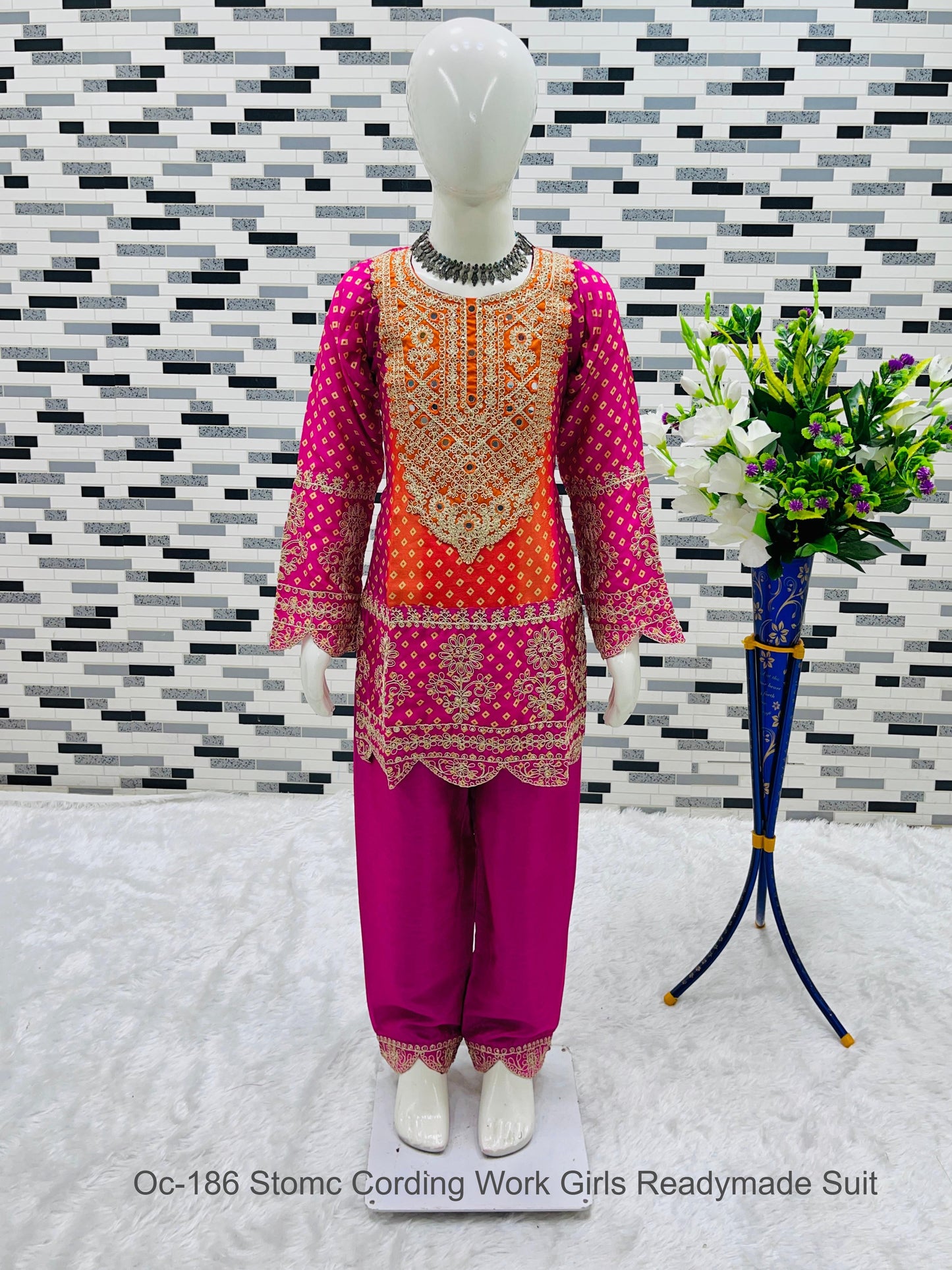 Oc-186 Stomc Cording Work Girls Readymade Suit