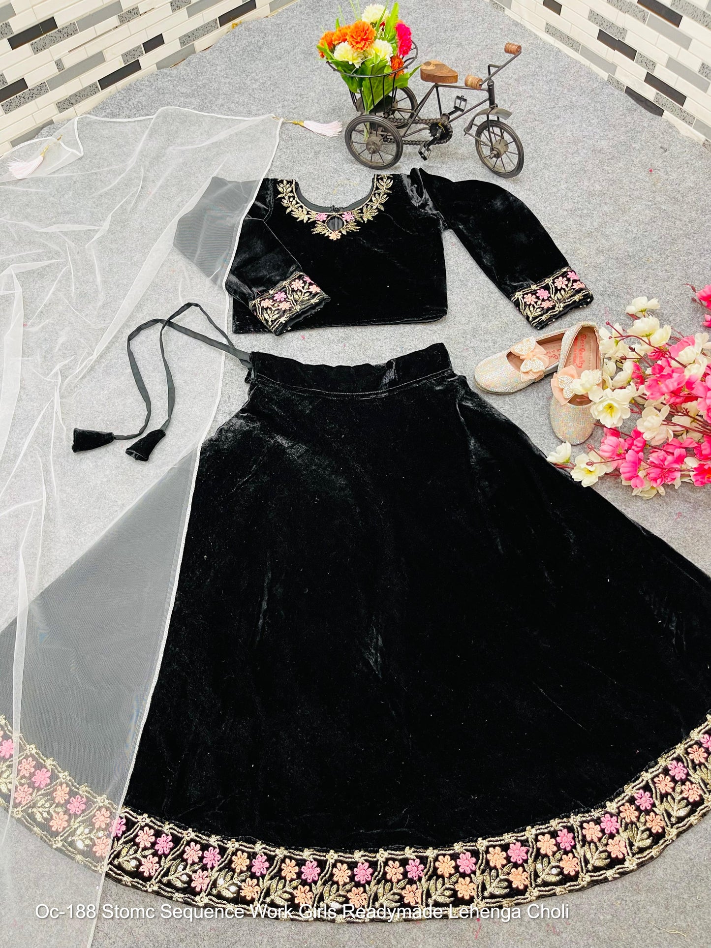 Oc-188 Stomc Sequence Work Girls Readymade Lehenga Choli