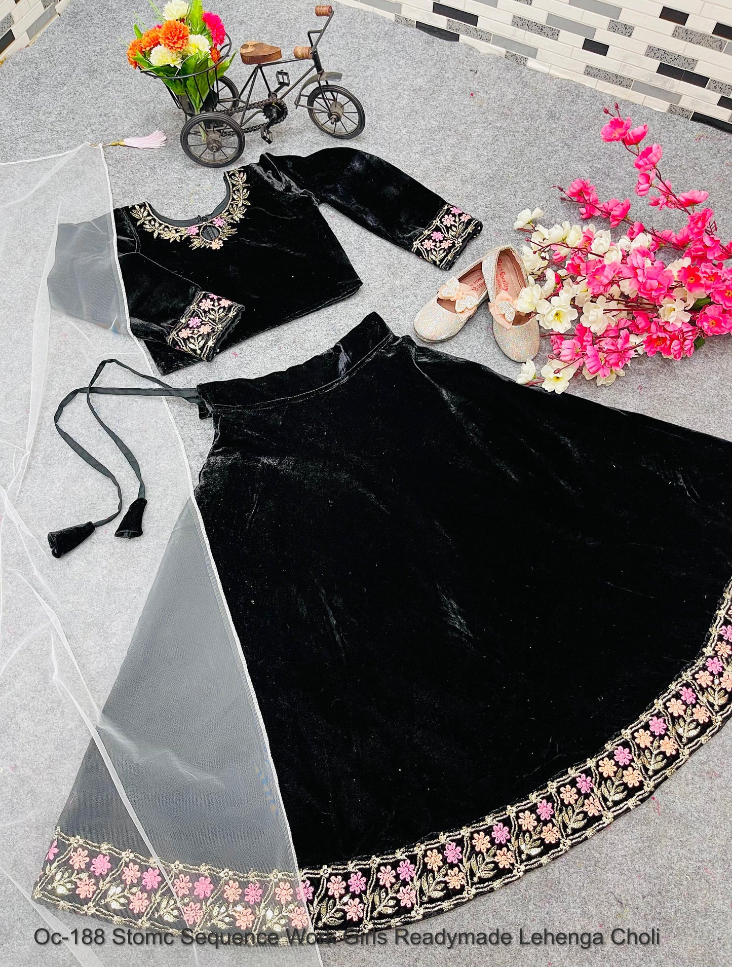 Oc-188 Stomc Sequence Work Girls Readymade Lehenga Choli