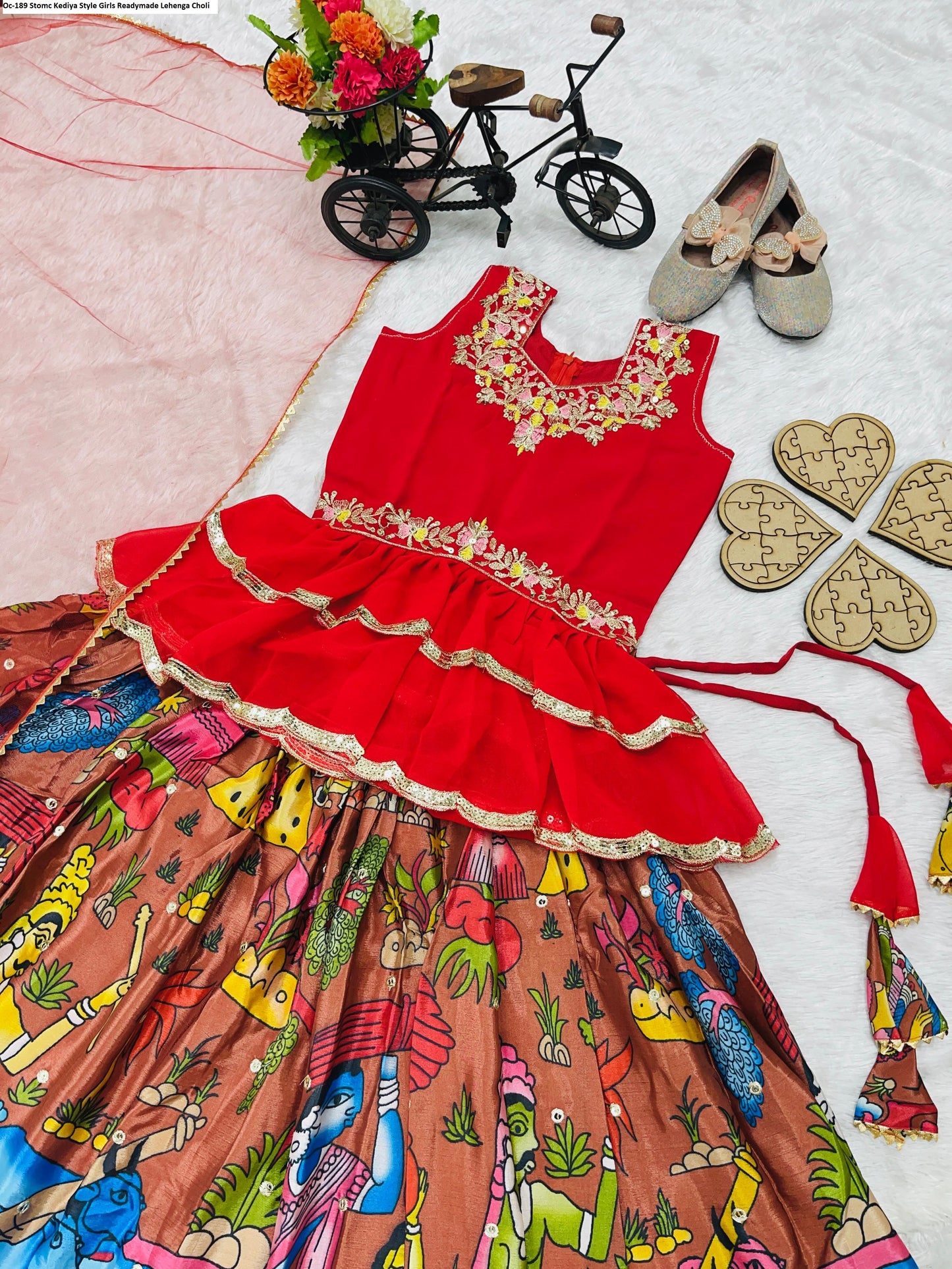 Oc-189 Stomc Kediya Style Girls Readymade Lehenga Choli