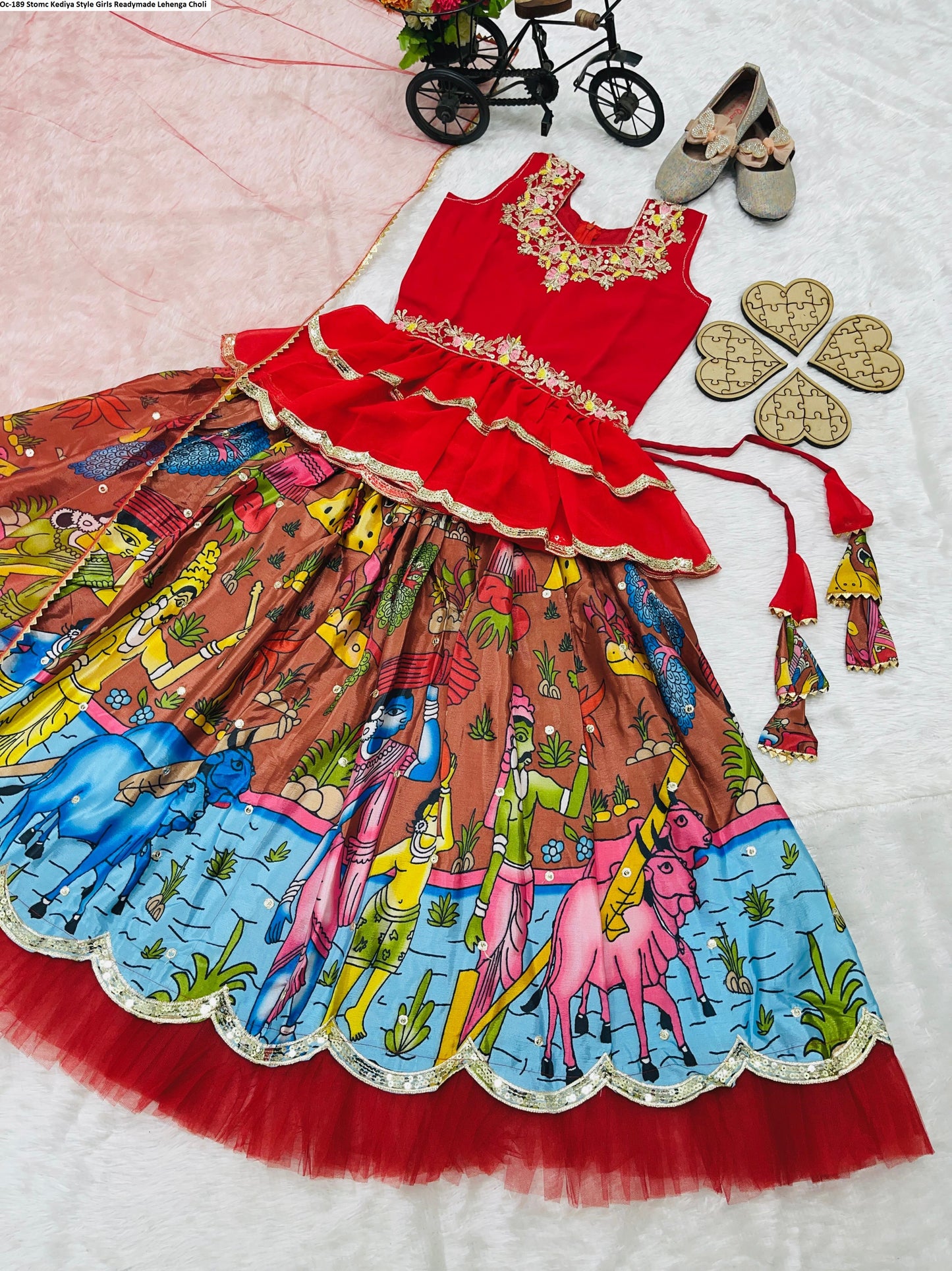Oc-189 Stomc Kediya Style Girls Readymade Lehenga Choli