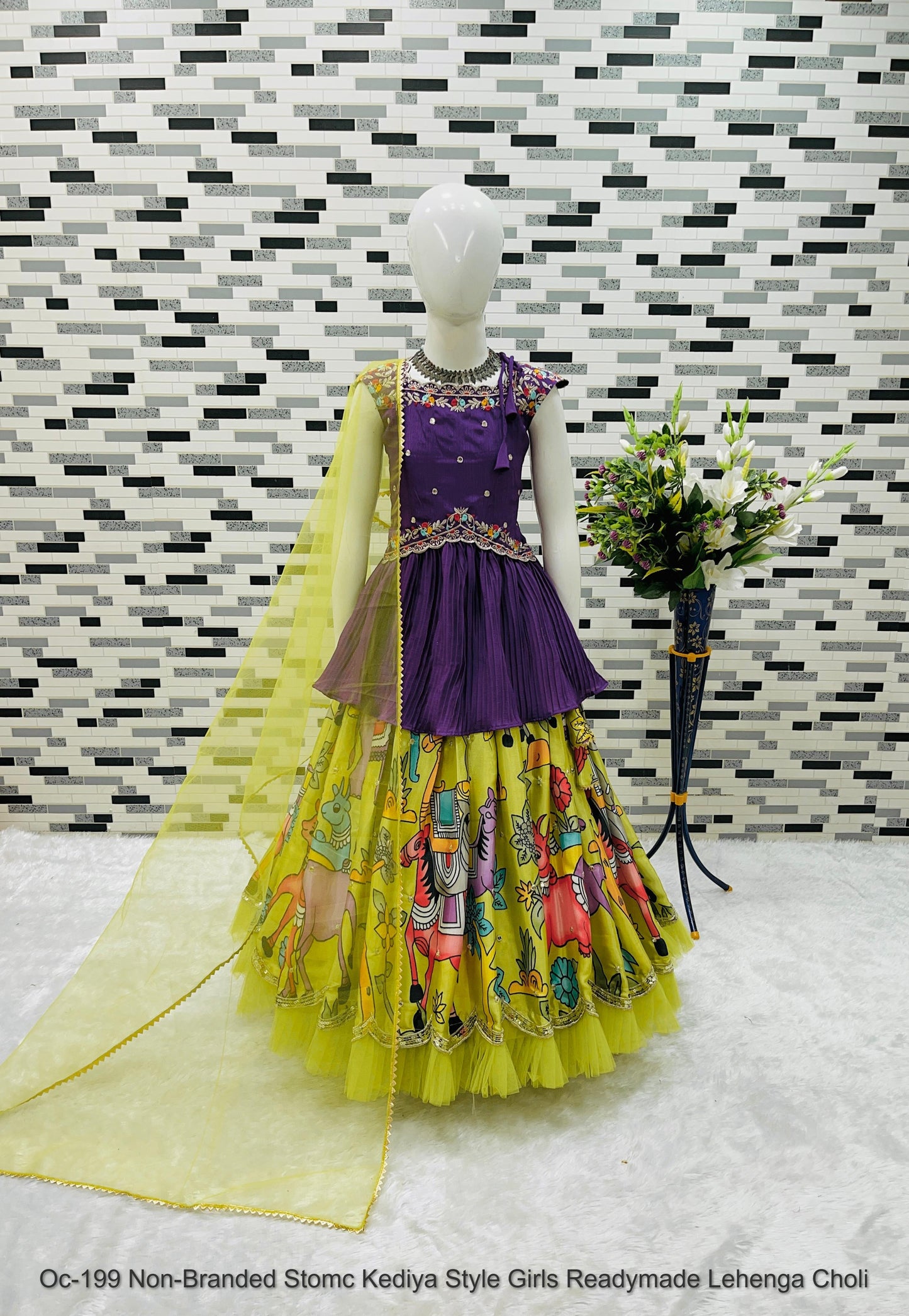Oc-199 Non-Branded Stomc Kediya Style Girls Readymade Lehenga Choli
