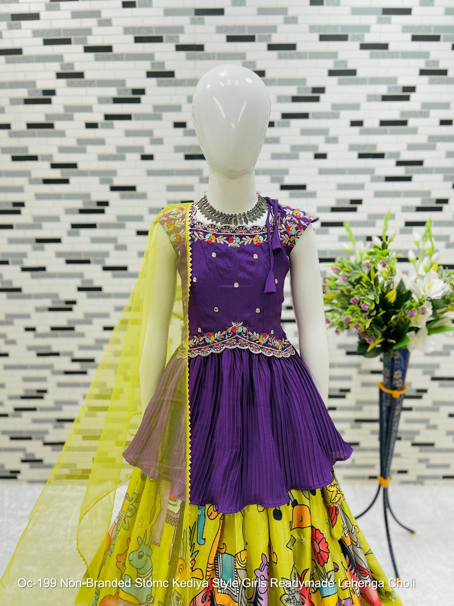 Oc-199 Non-Branded Stomc Kediya Style Girls Readymade Lehenga Choli