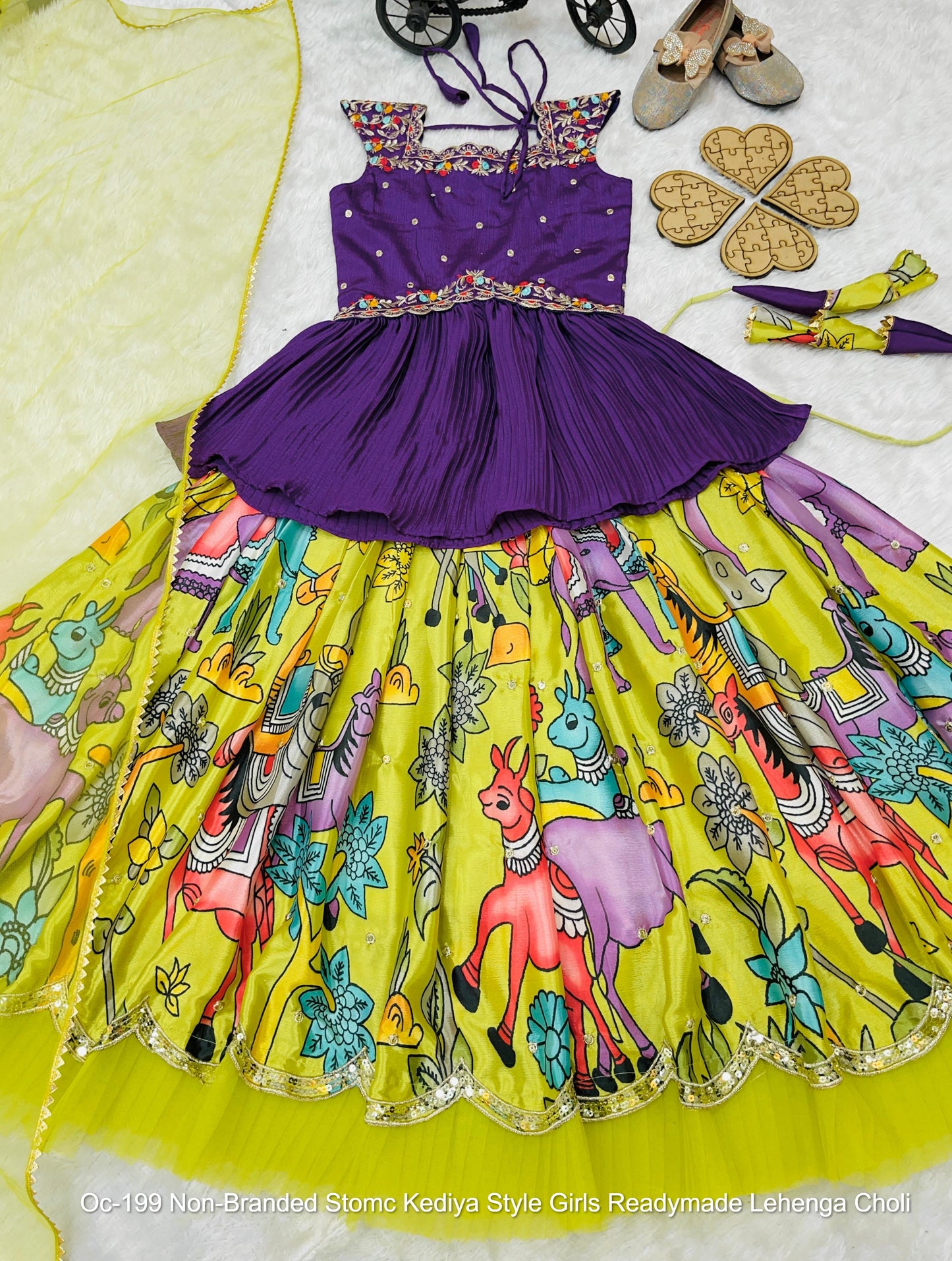 Oc-199 Non-Branded Stomc Kediya Style Girls Readymade Lehenga Choli