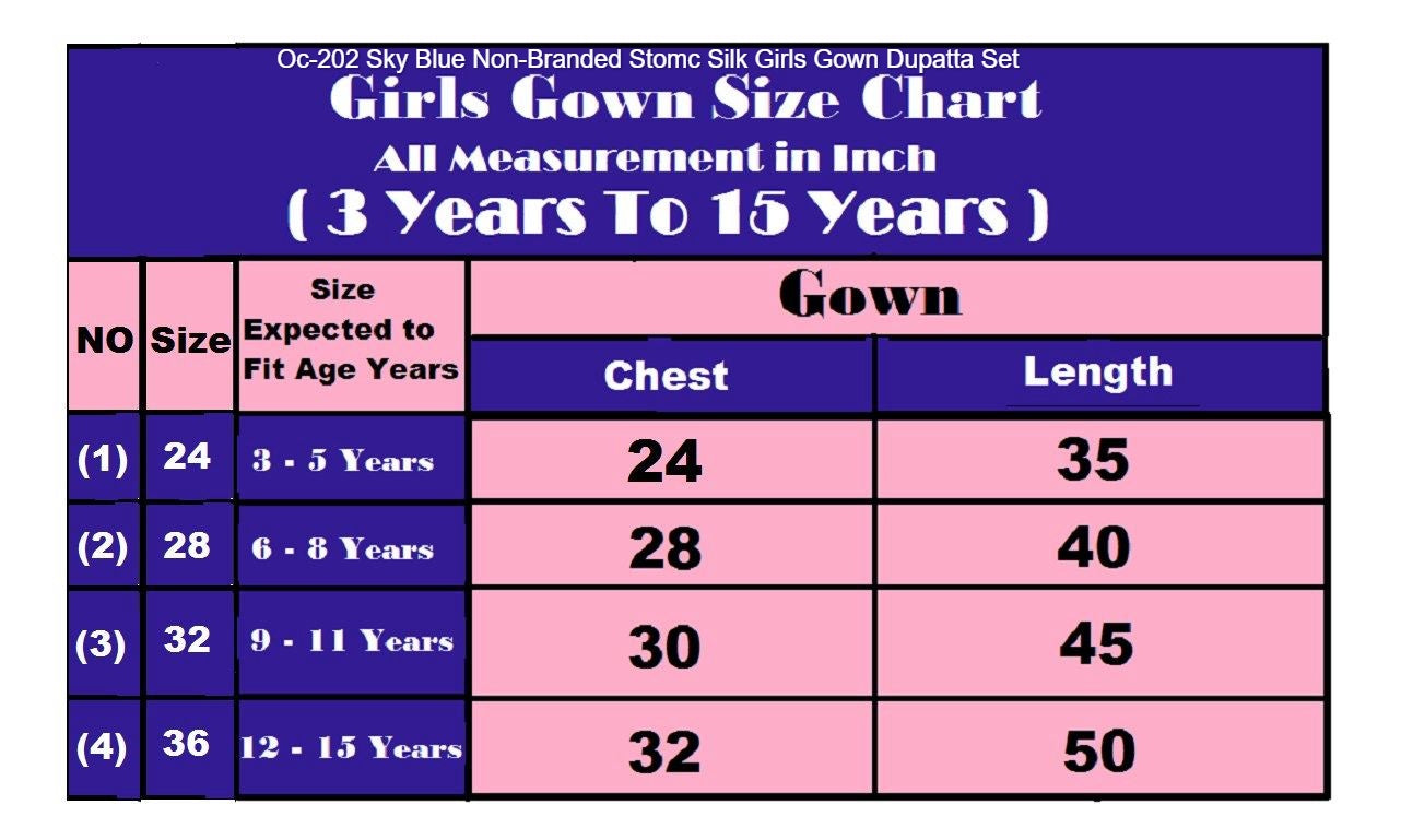 Oc-202 Sky Blue Non-Branded Stomc Silk Girls Gown Dupatta Set