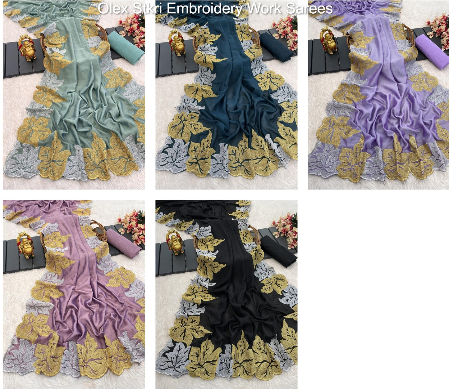 Olex Stkri Embroidery Work Sarees