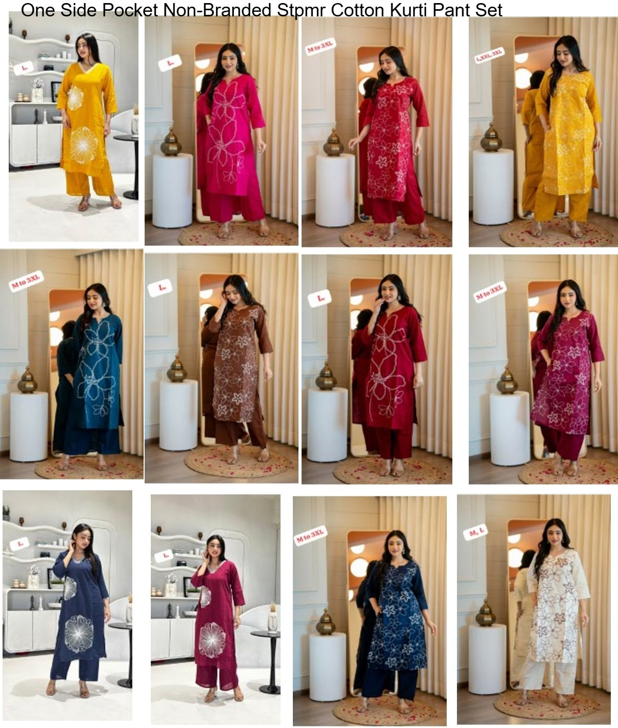 One Side Pocket Non-Branded Stpmr Cotton Kurti Pant Set